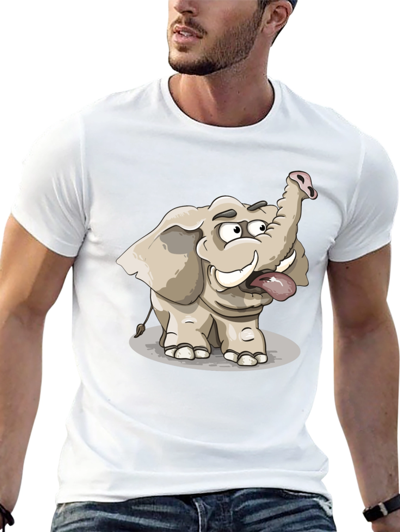 Funny Elephant Graphic Tee - Black Cotton T-Shirt