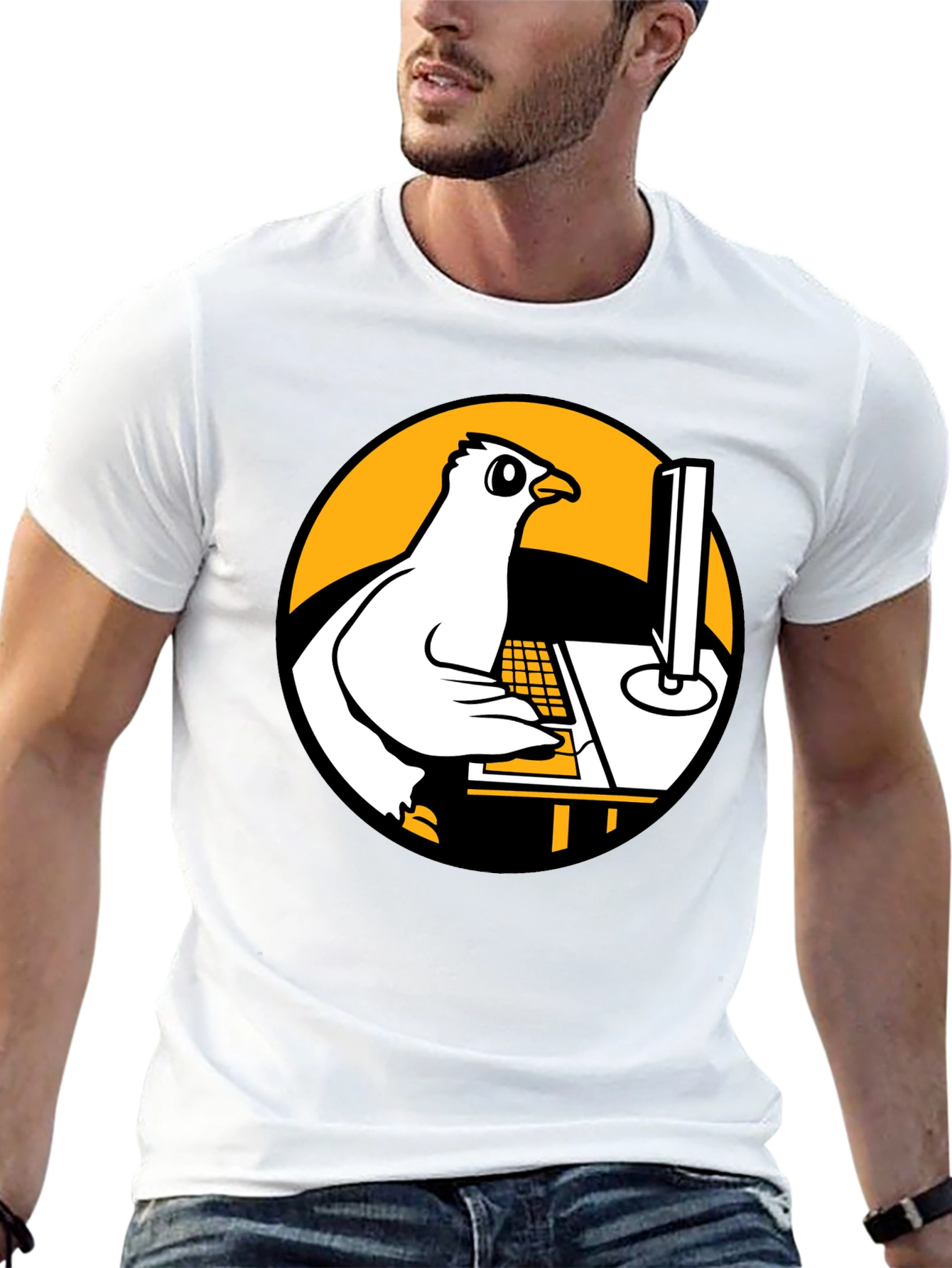 Funny Pigeon Programmer Graphic T-Shirt