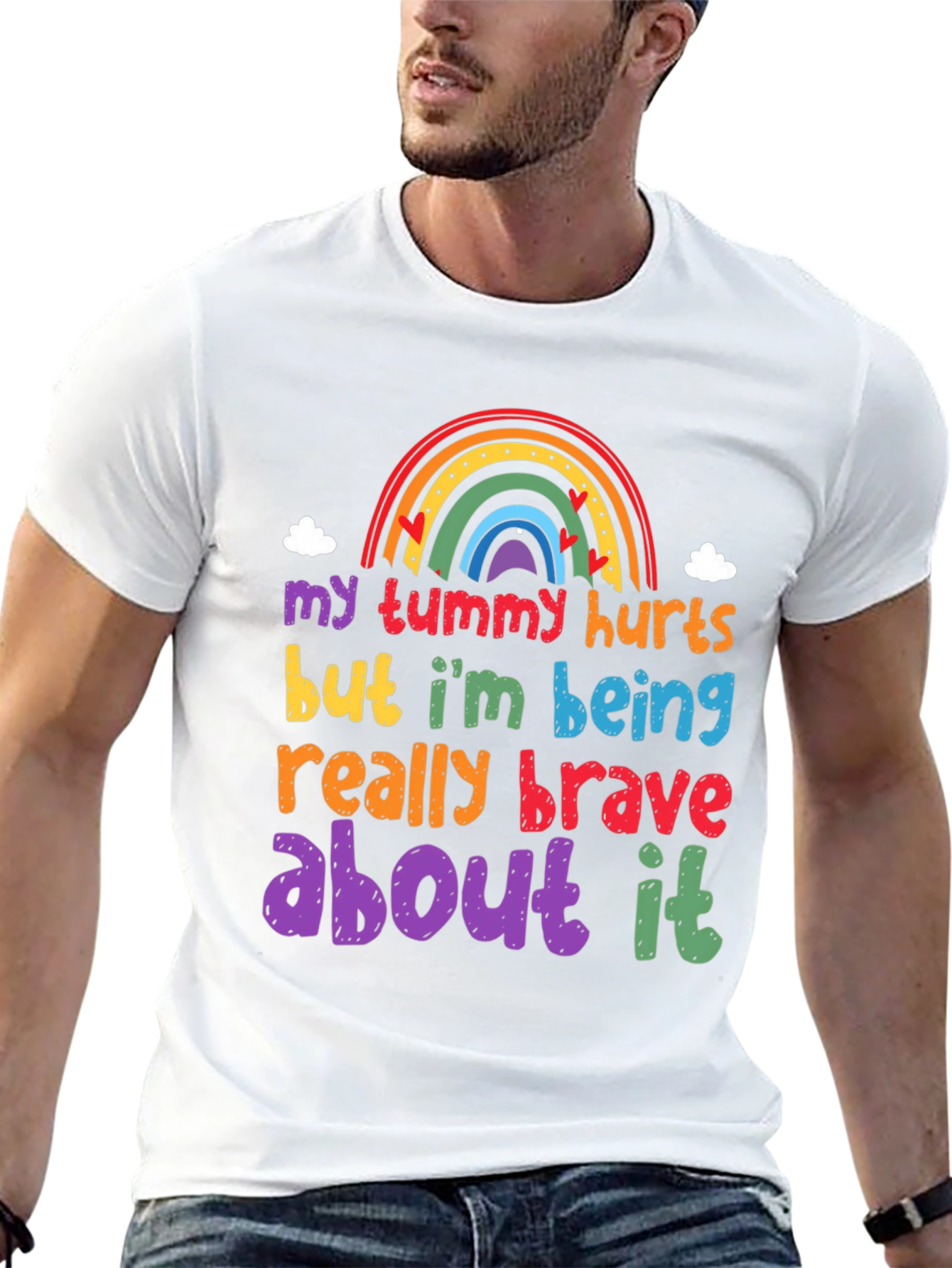My Tummy Hurts Brave Rainbow Graphic Tee