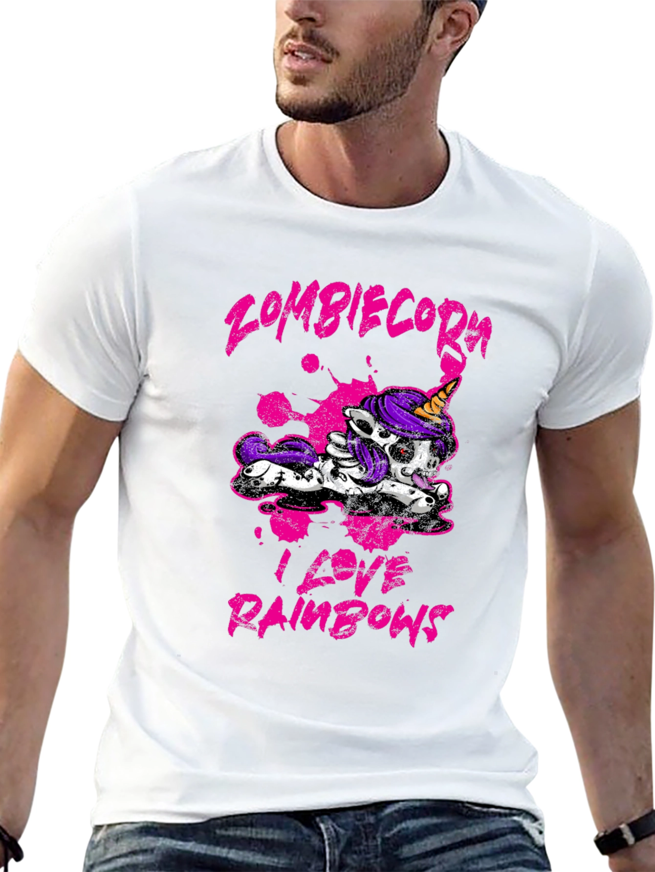 Zombiecorn I Love Rainbows Black T-Shirt