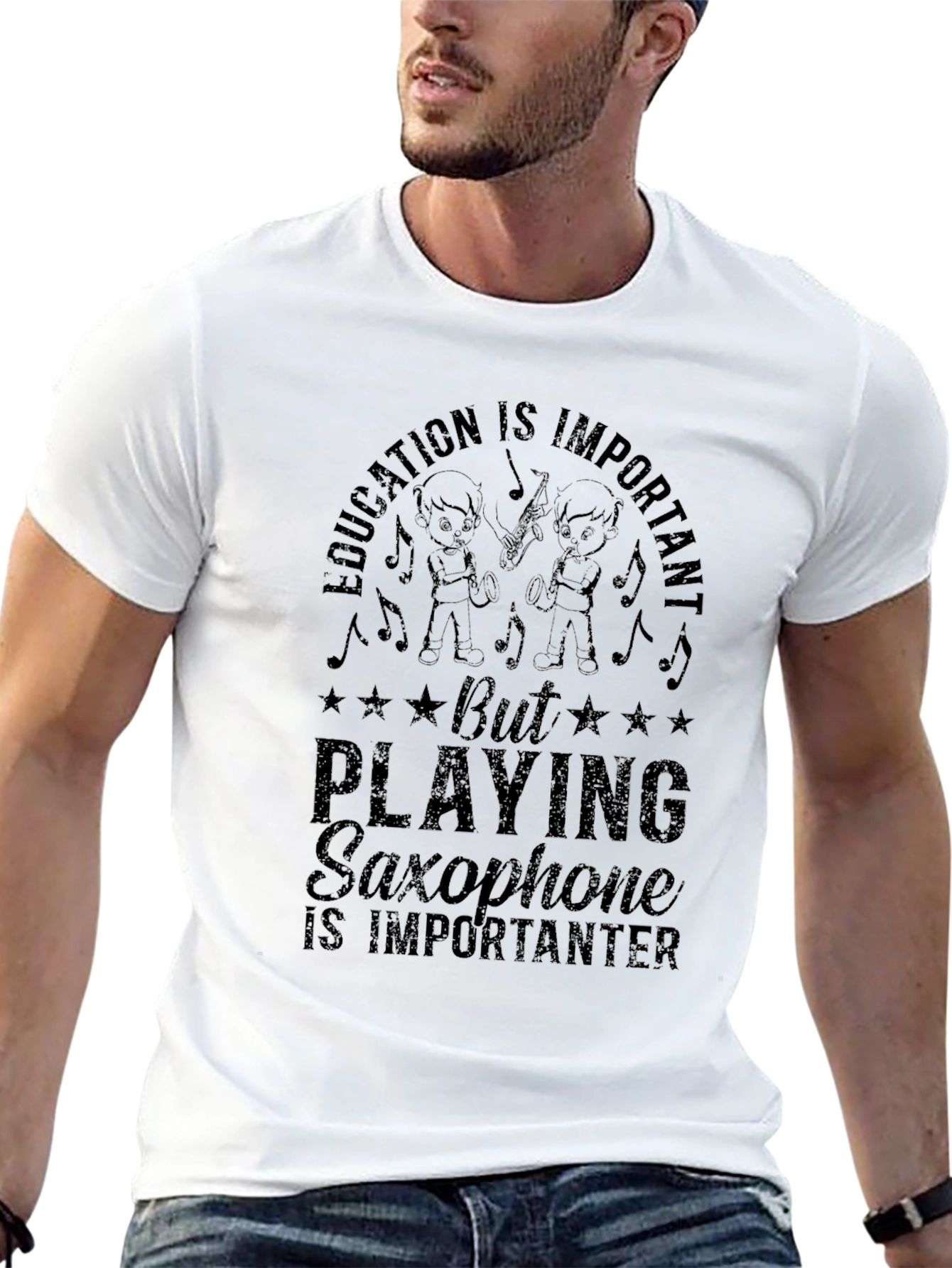 Saxophone is Importanter Black T-Shirt