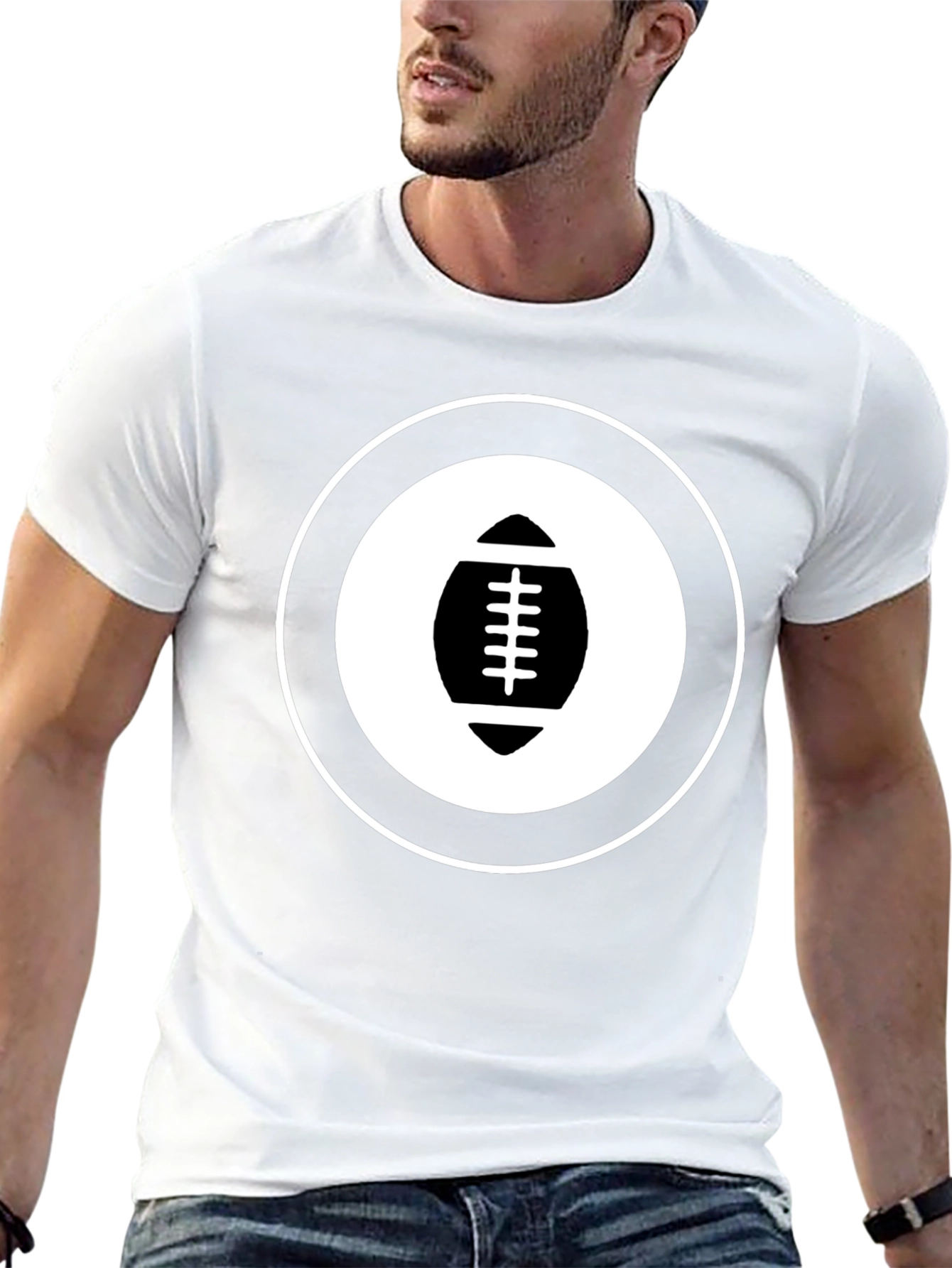 Football Graphic Tee - Black Cotton Casual Shirt