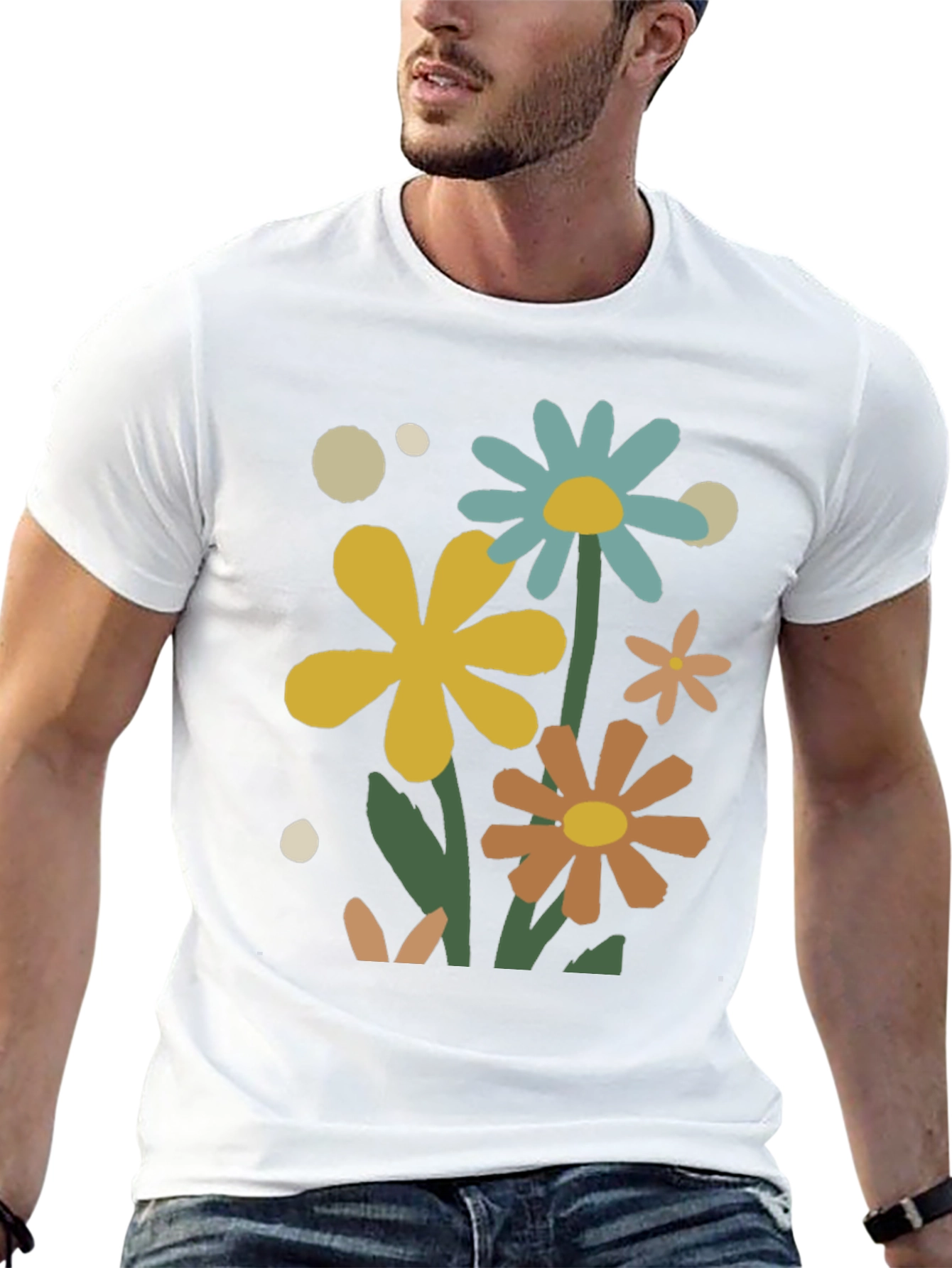 Floral Graphic Print Crew Neck T-Shirt