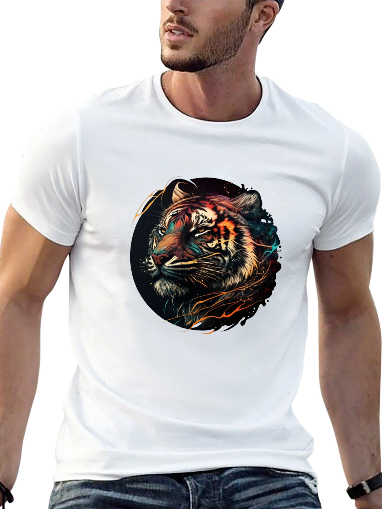 Tiger Graphic Print Black T-Shirt