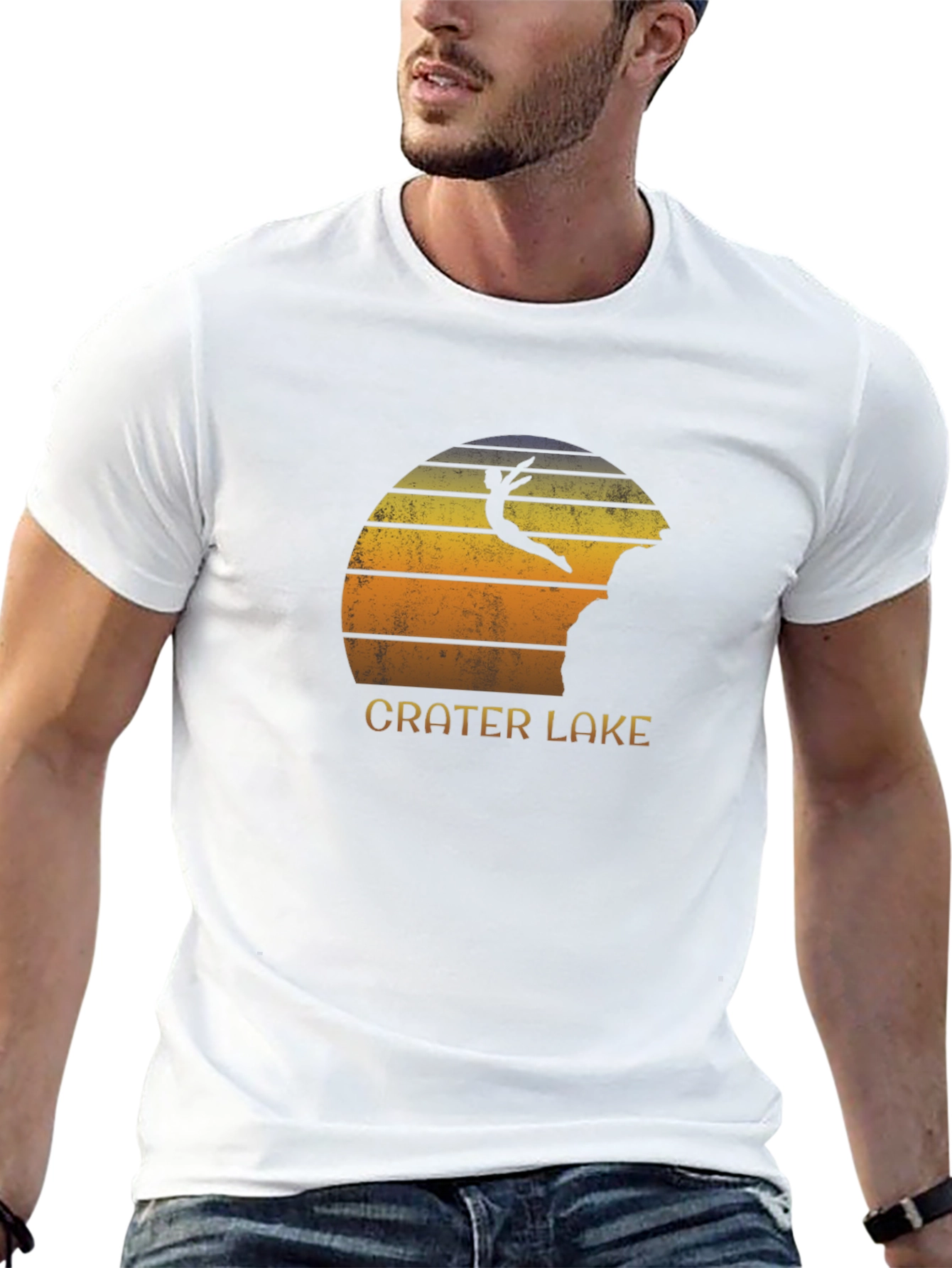 Crater Lake Jumper Retro Graphic Tee - Black