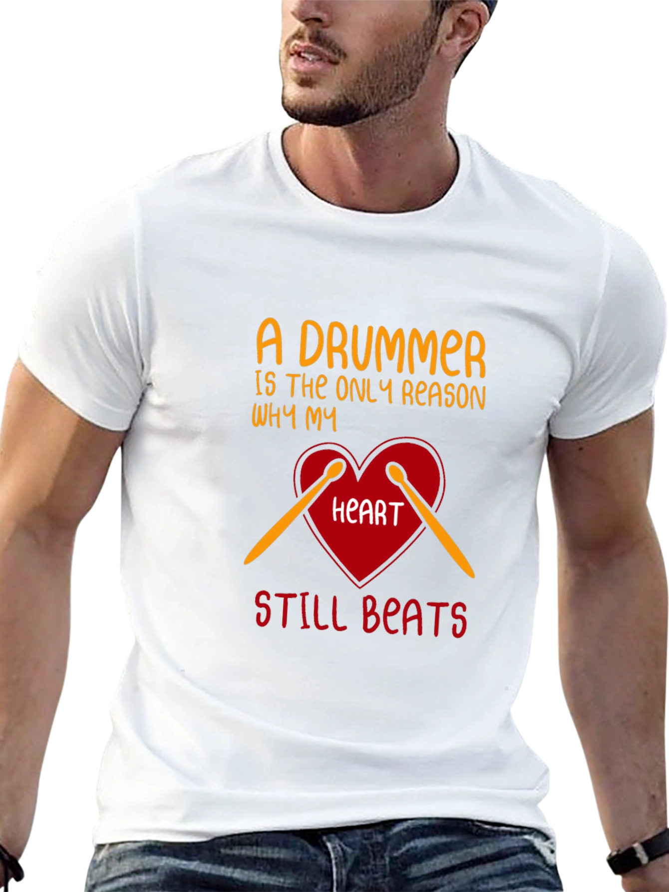 Drummer Heartbeat Tee - Music Lover T-Shirt
