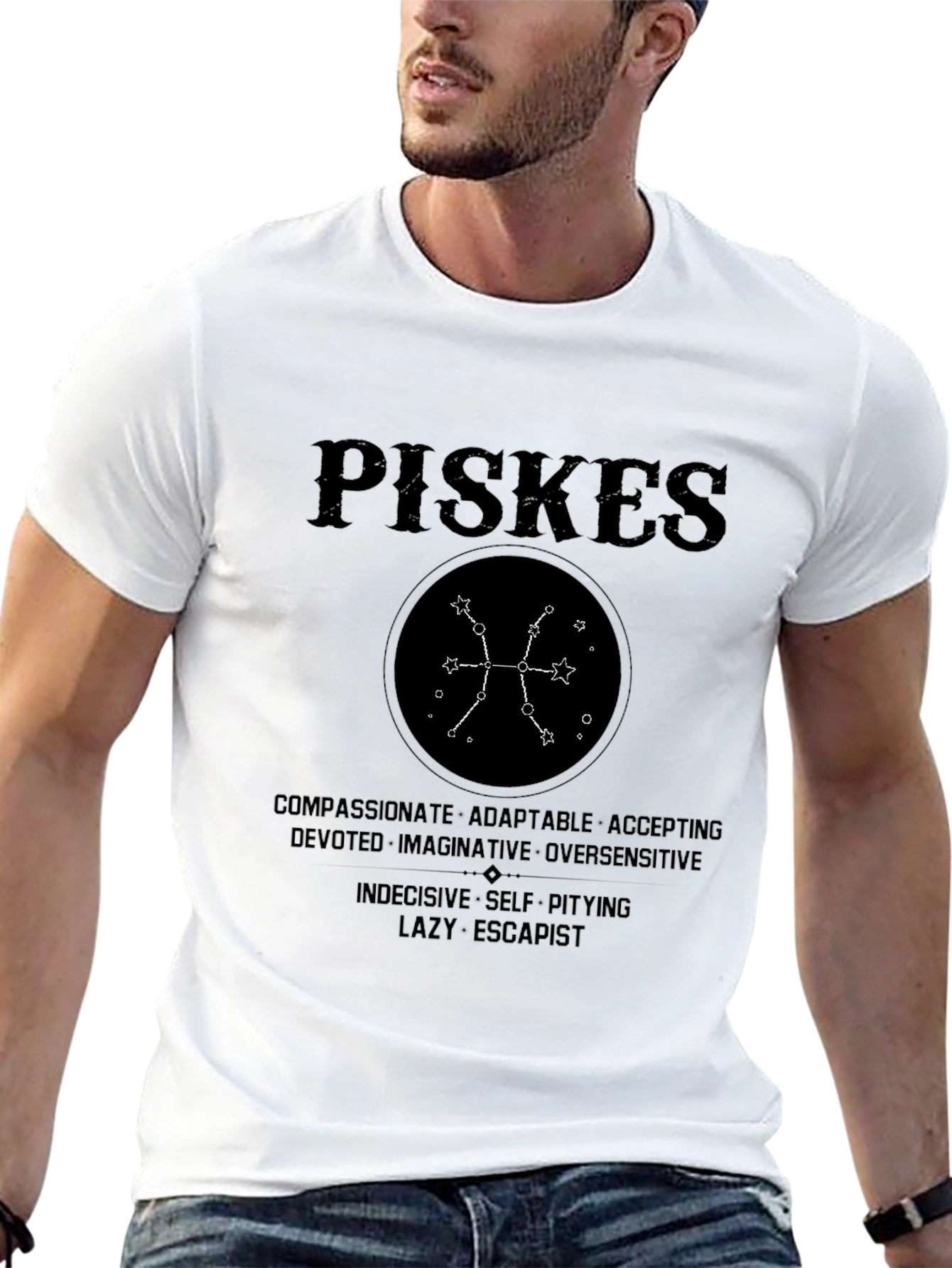 Pisces Zodiac Sign T-Shirt - Compassionate Adaptable Design