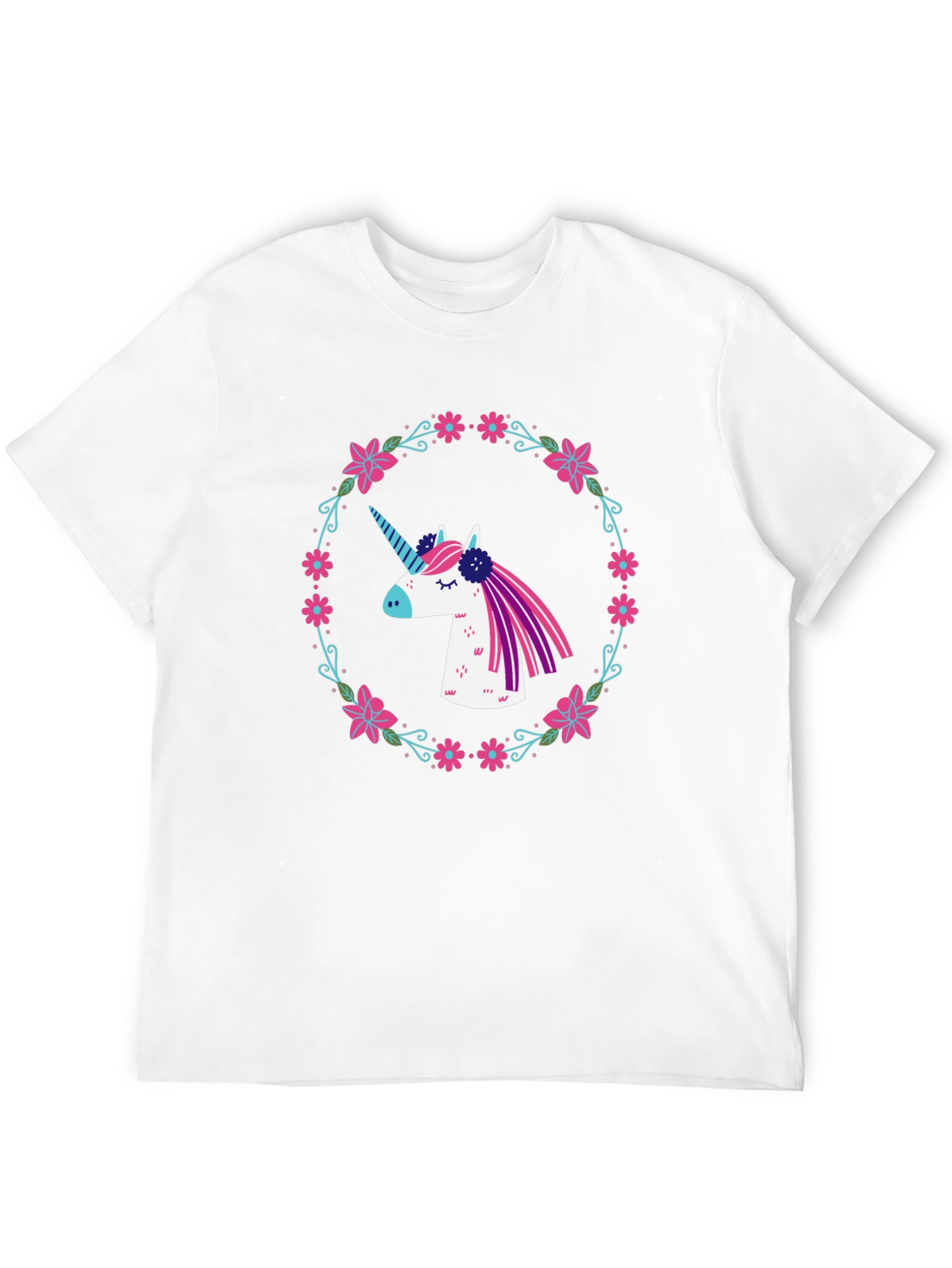 Unicorn Floral Wreath Graphic Tee