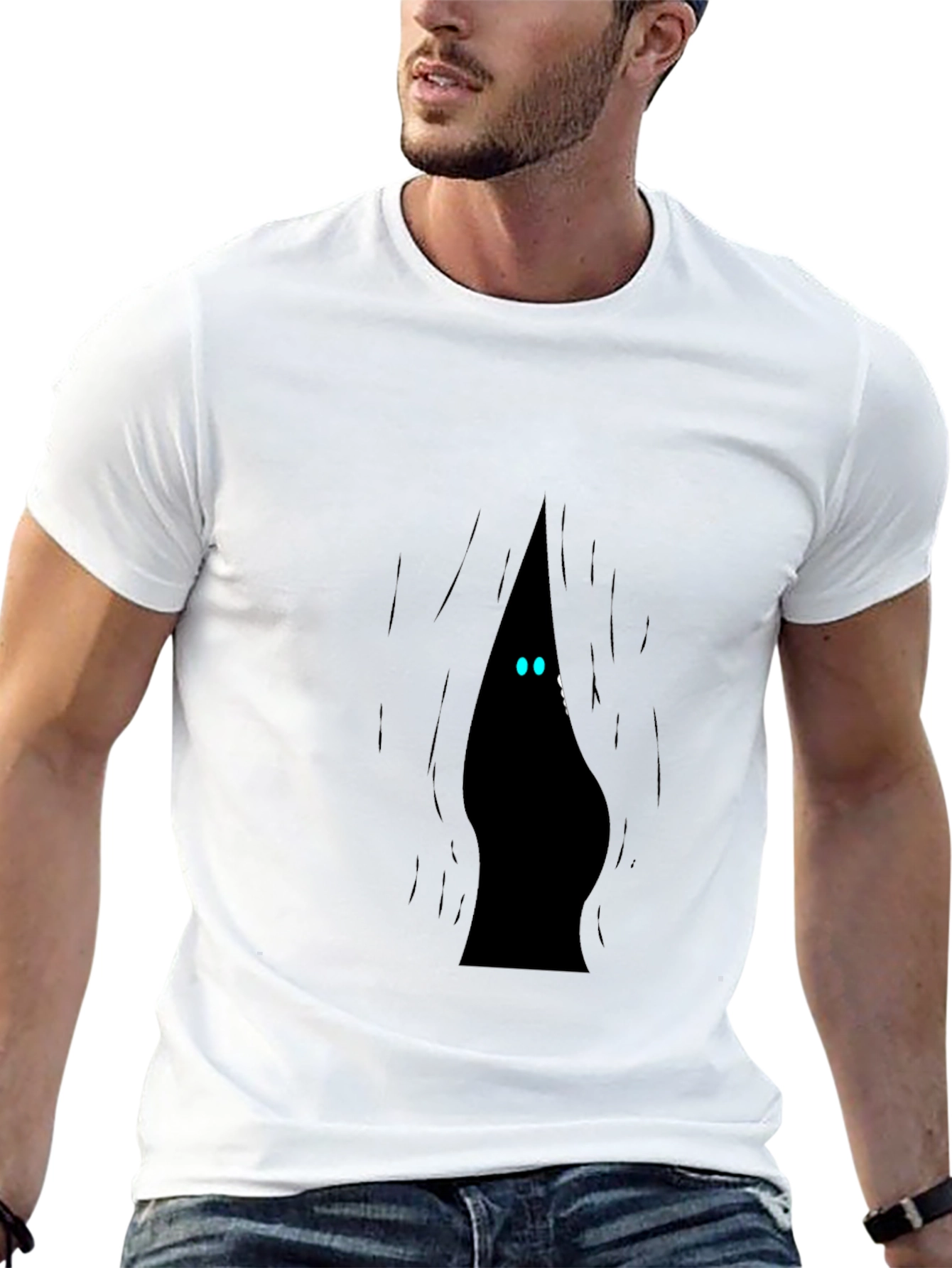 Mens Black T-Shirt with Peek-a-Boo Monster Design