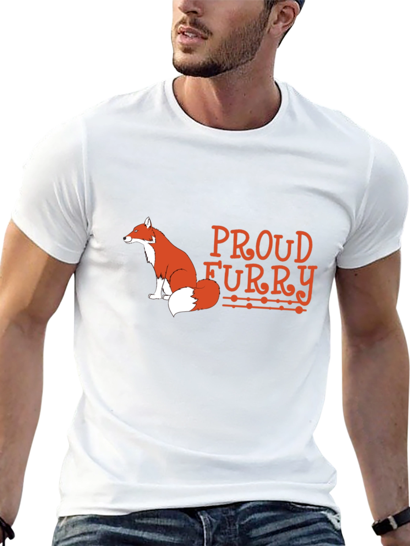 Proud Furry Fox Graphic Tee - Black Cotton T-Shirt