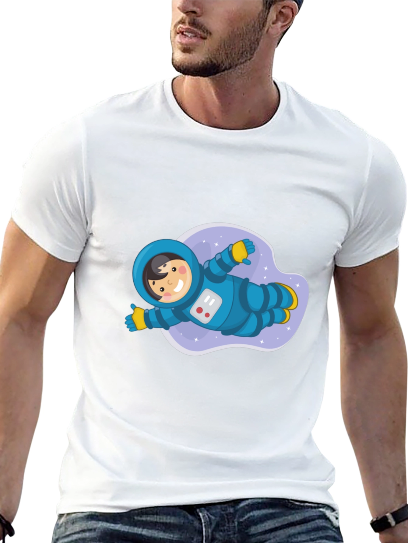 Astronaut Cartoon T-Shirt - Fun Graphic Tee