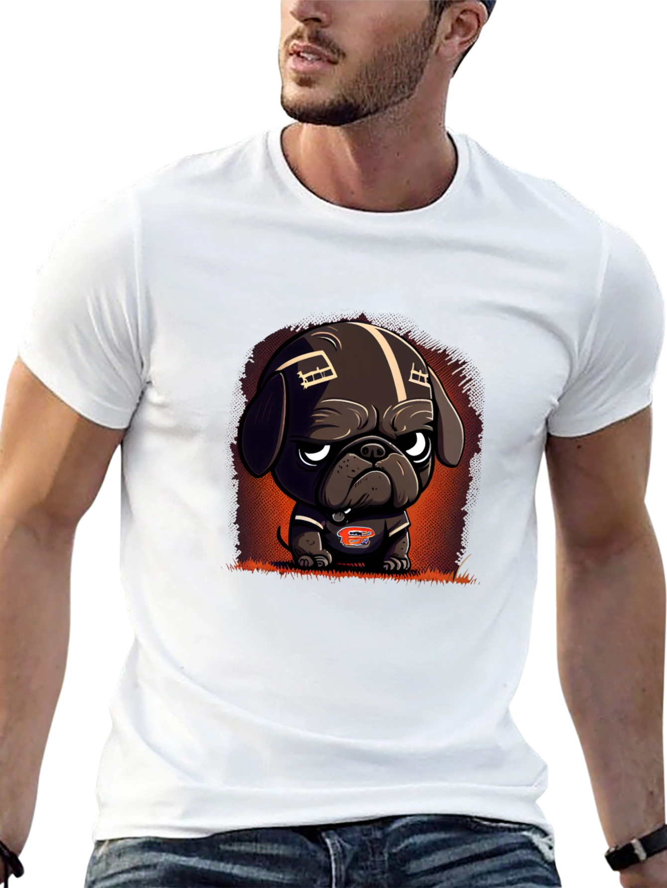 Cartoon Dog Football Fan T-Shirt