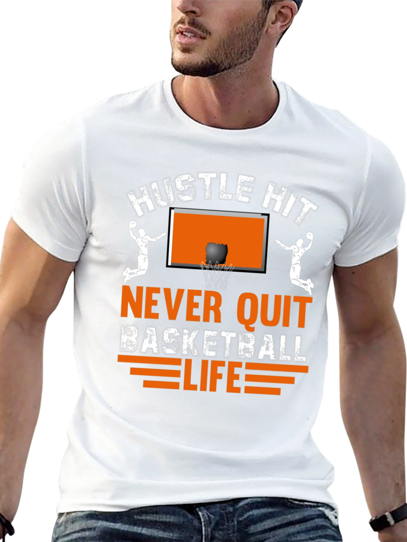 Hustle Hit Basketball Graphic T-Shirt