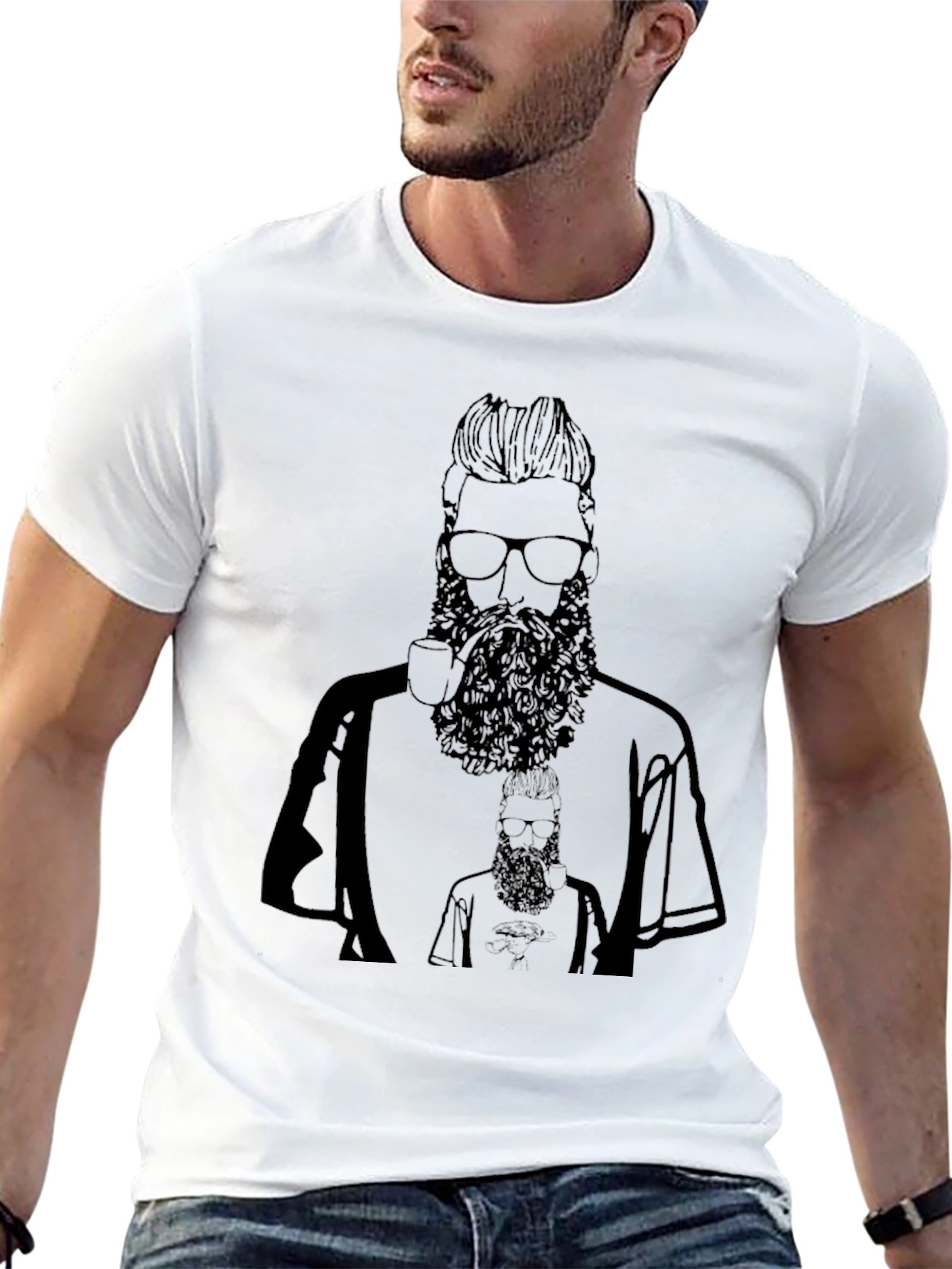 Bearded Man Graphic Tee - Black