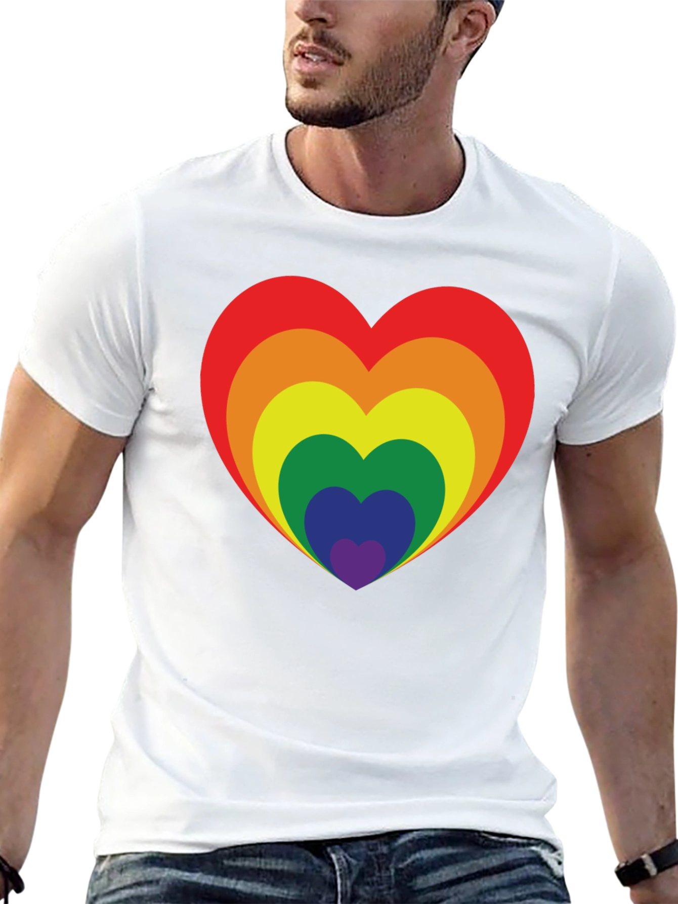 Rainbow Heart Graphic Tee - Pride Love Shirt