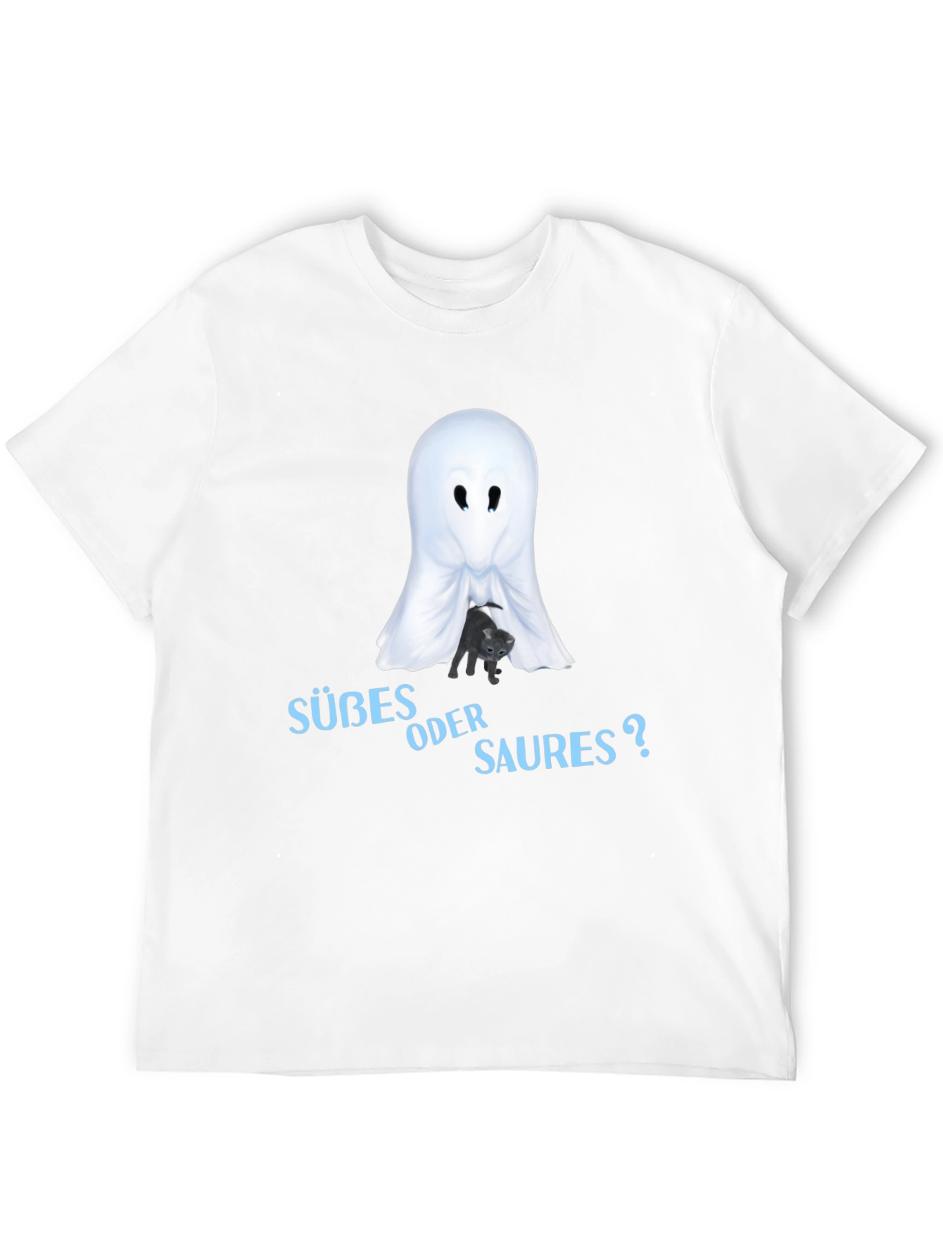 Halloween Ghost & Cat T-Shirt - Süßes oder Saures?