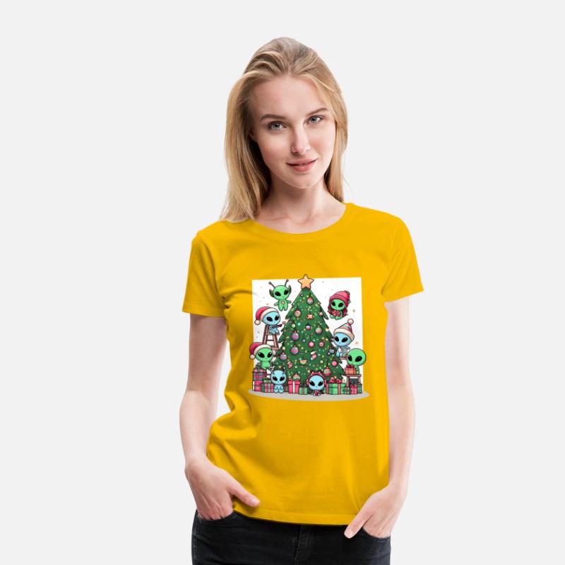 Aliens decorate Christmas tree