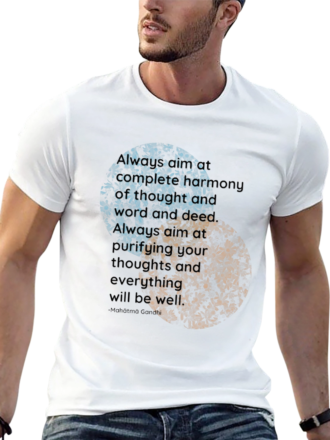 Yin Yang Floral T-Shirt - Harmony & Well-being