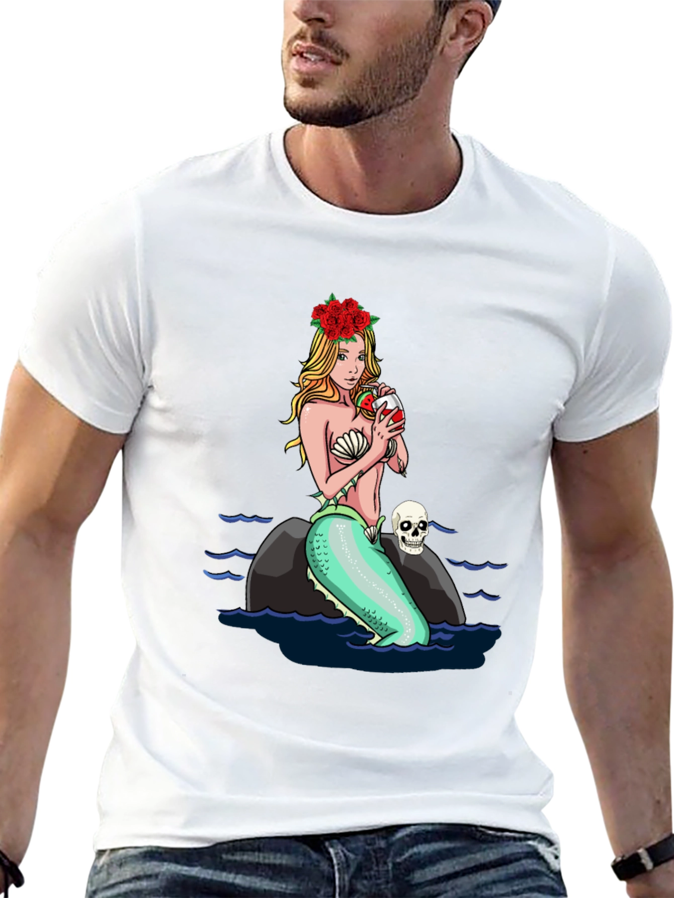 Mermaid Drinking Wine T-Shirt