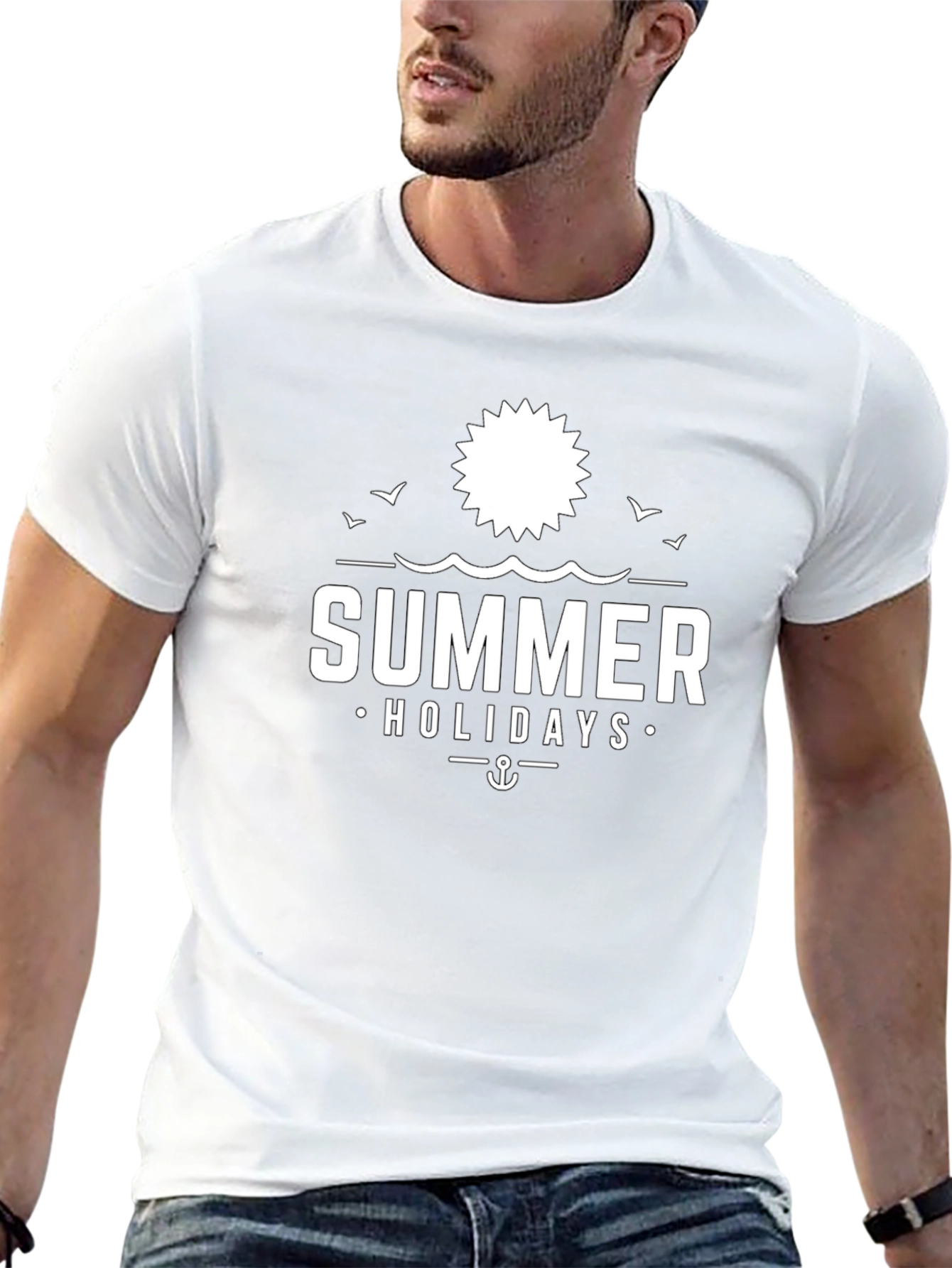 Summer Holidays Black Graphic Tee