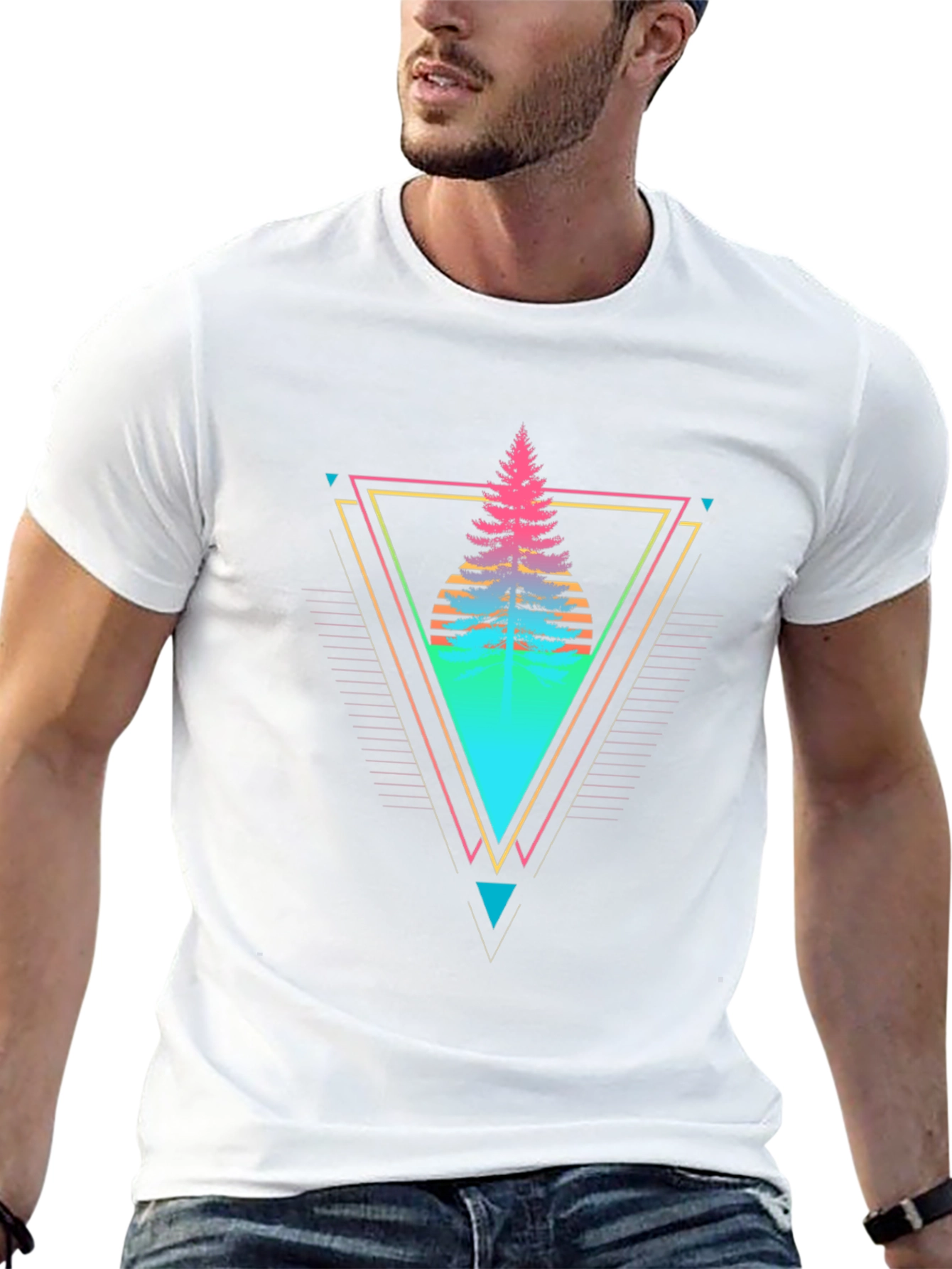 Retro Geometric Tree Graphic Tee