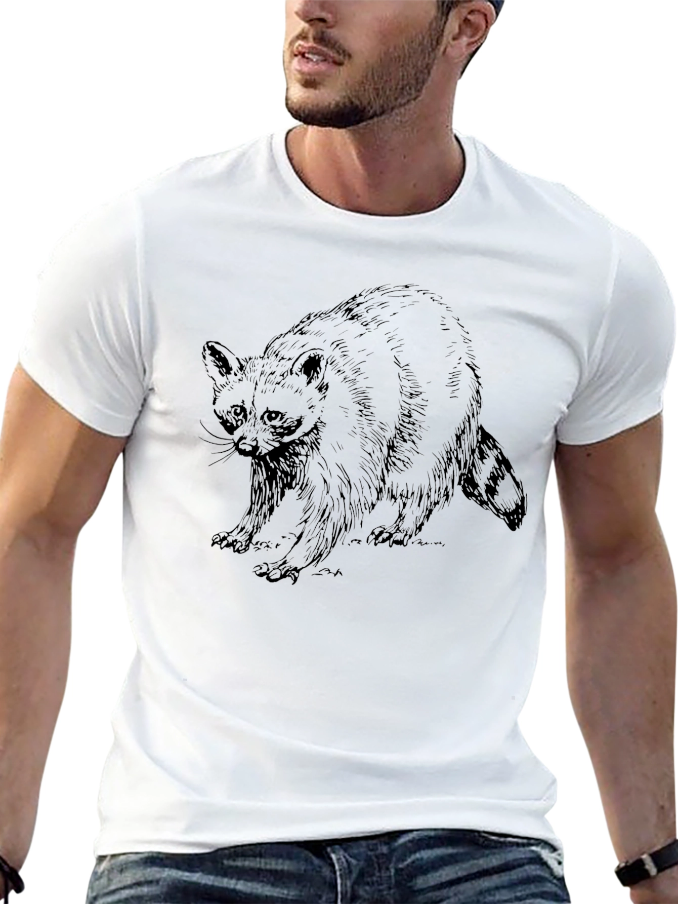 Raccoon Graphic Print T-Shirt - Stylish Comfort