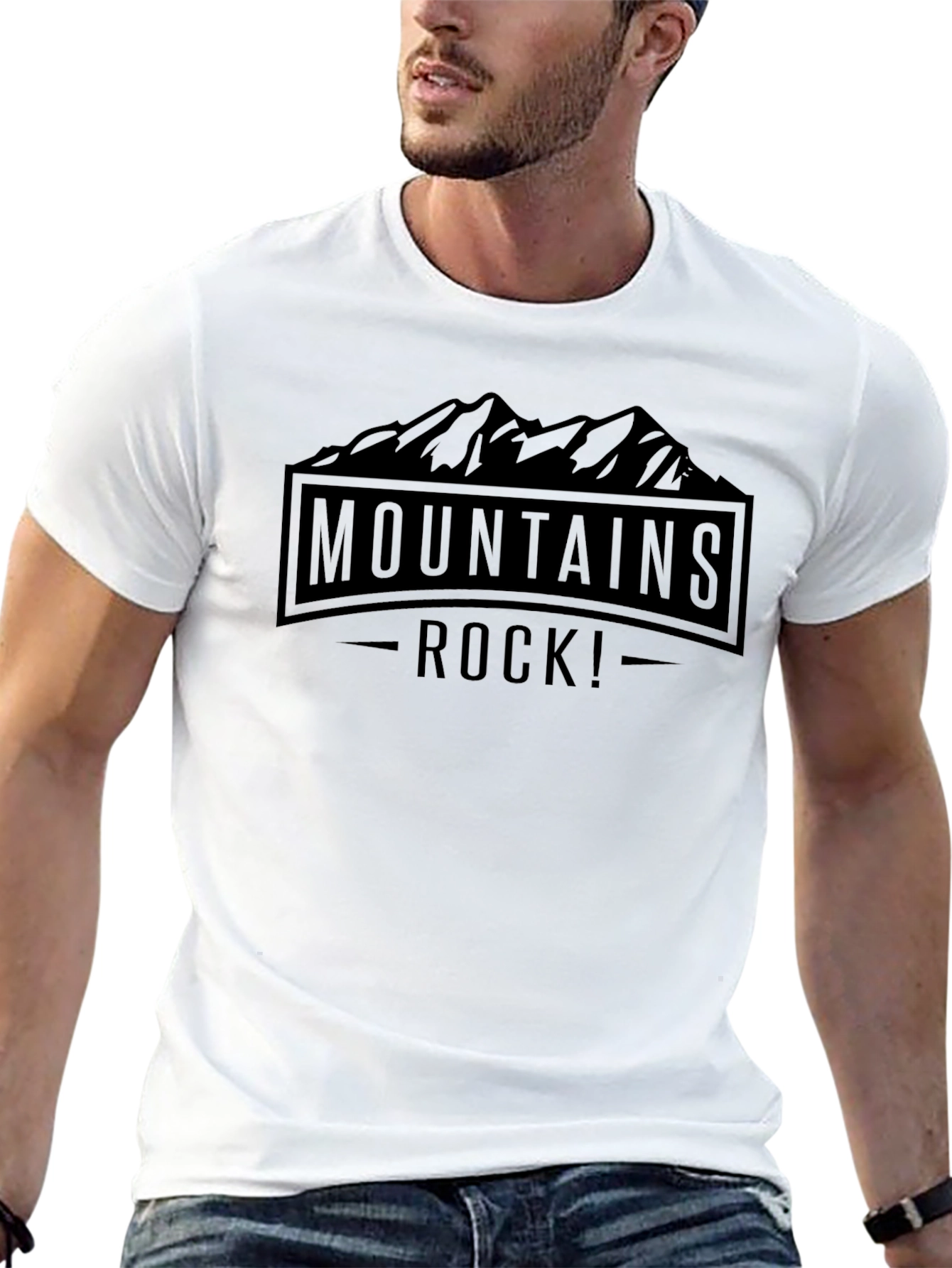 Mountains Rock Graphic Tee - Black