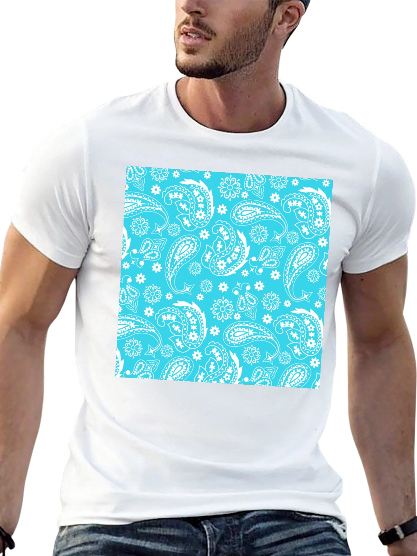 Cool Paisley Print Black T-Shirt