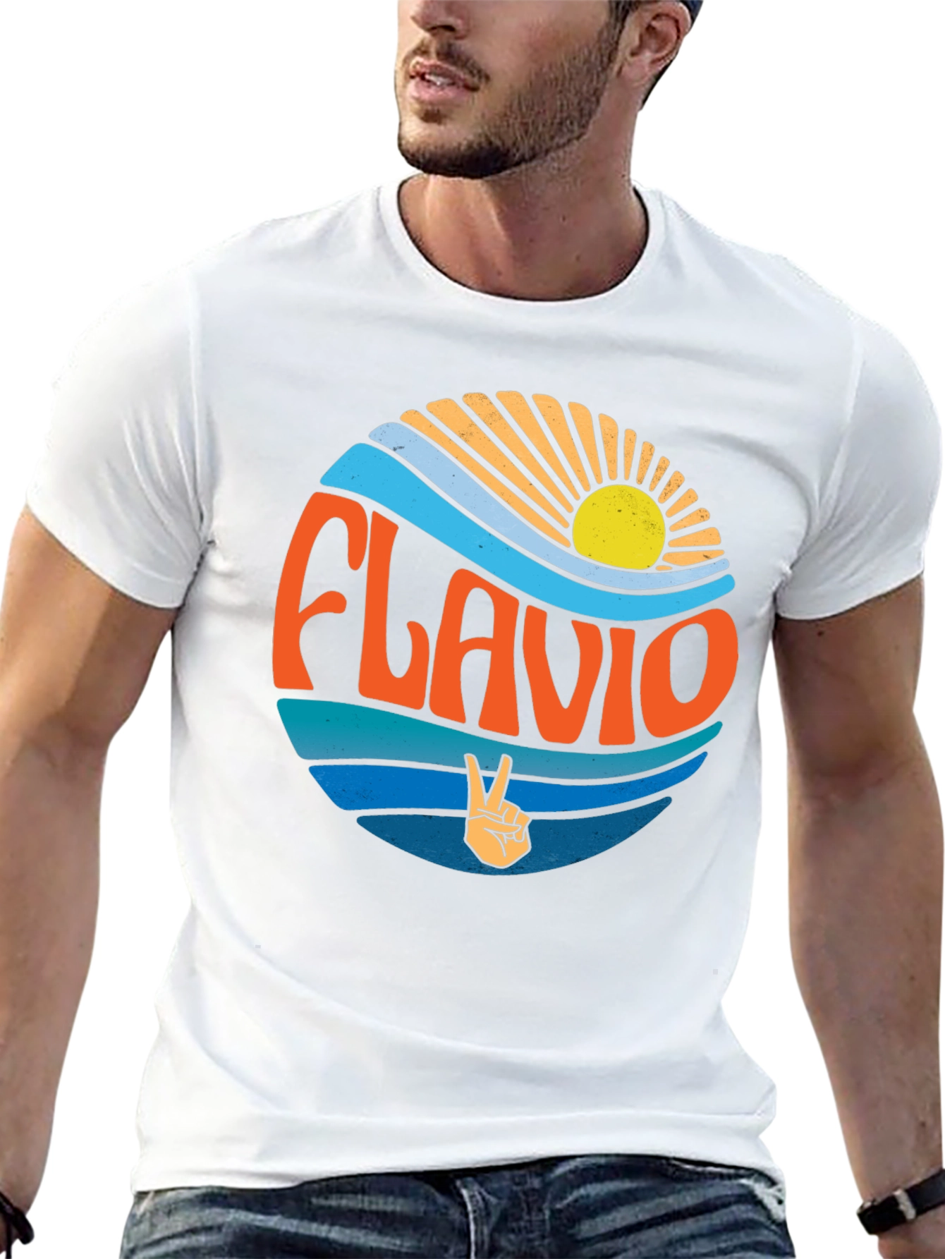 Retro Flavio T-Shirt with Peace Sign