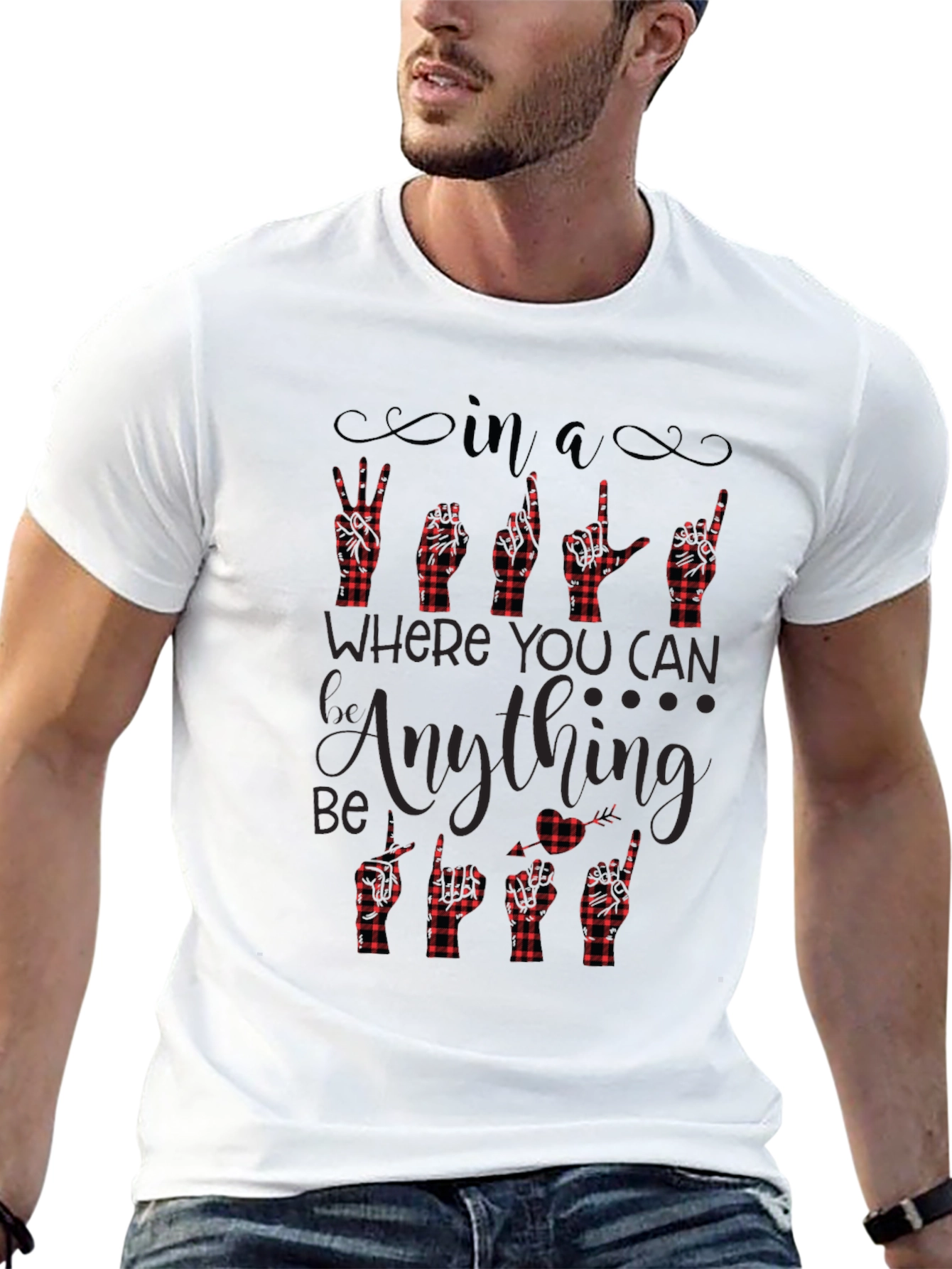 Be Kind Buffalo Plaid Sign Language T-Shirt