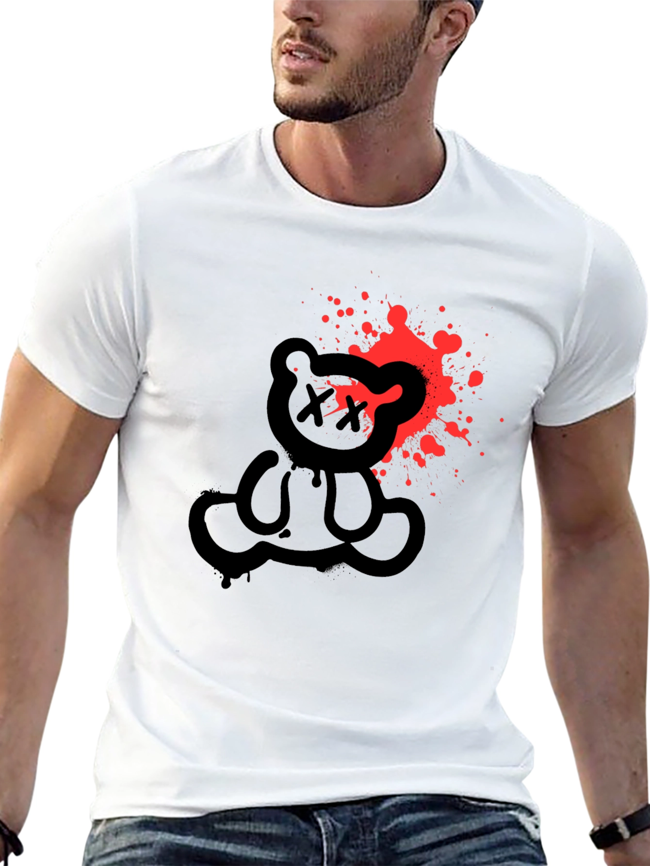 Edgy Bear Graphic Tee - Mens Black T-Shirt