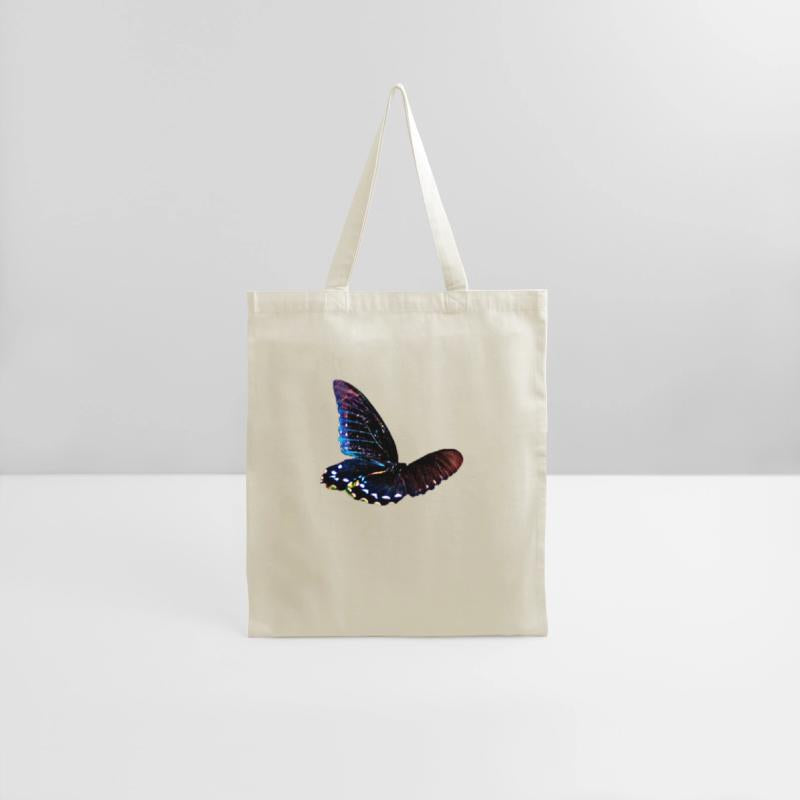 Black and blue butterfly in motion