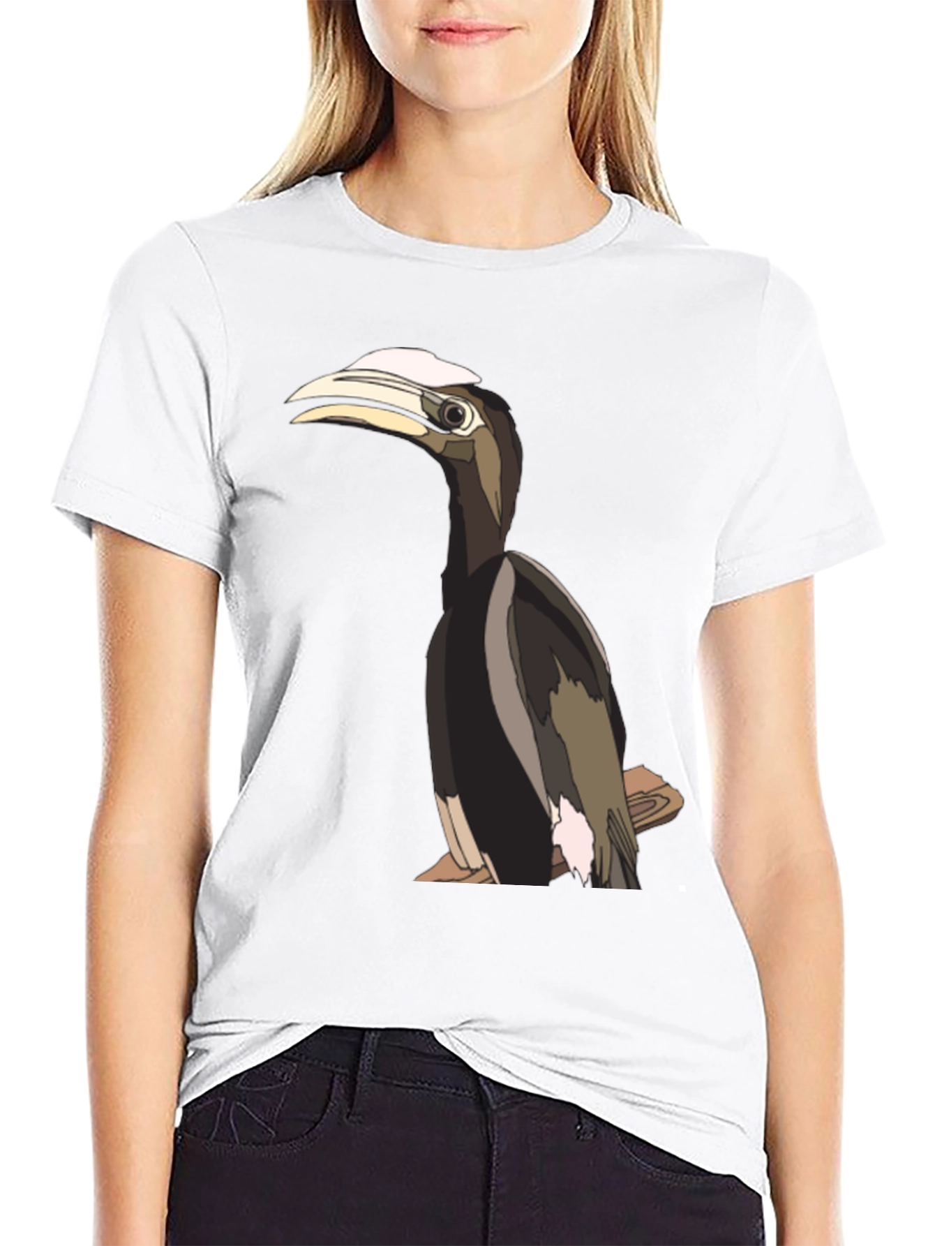 Hornbill Graphic Print Black T-Shirt