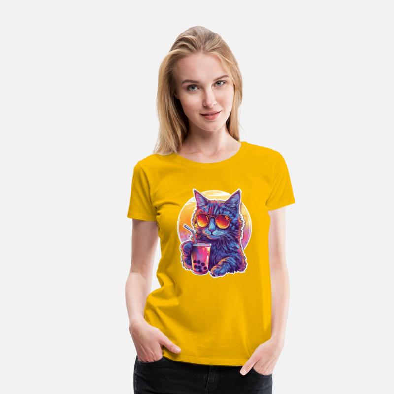 Bubble Tea Beverage Lover Kitten Drink Comic Cute