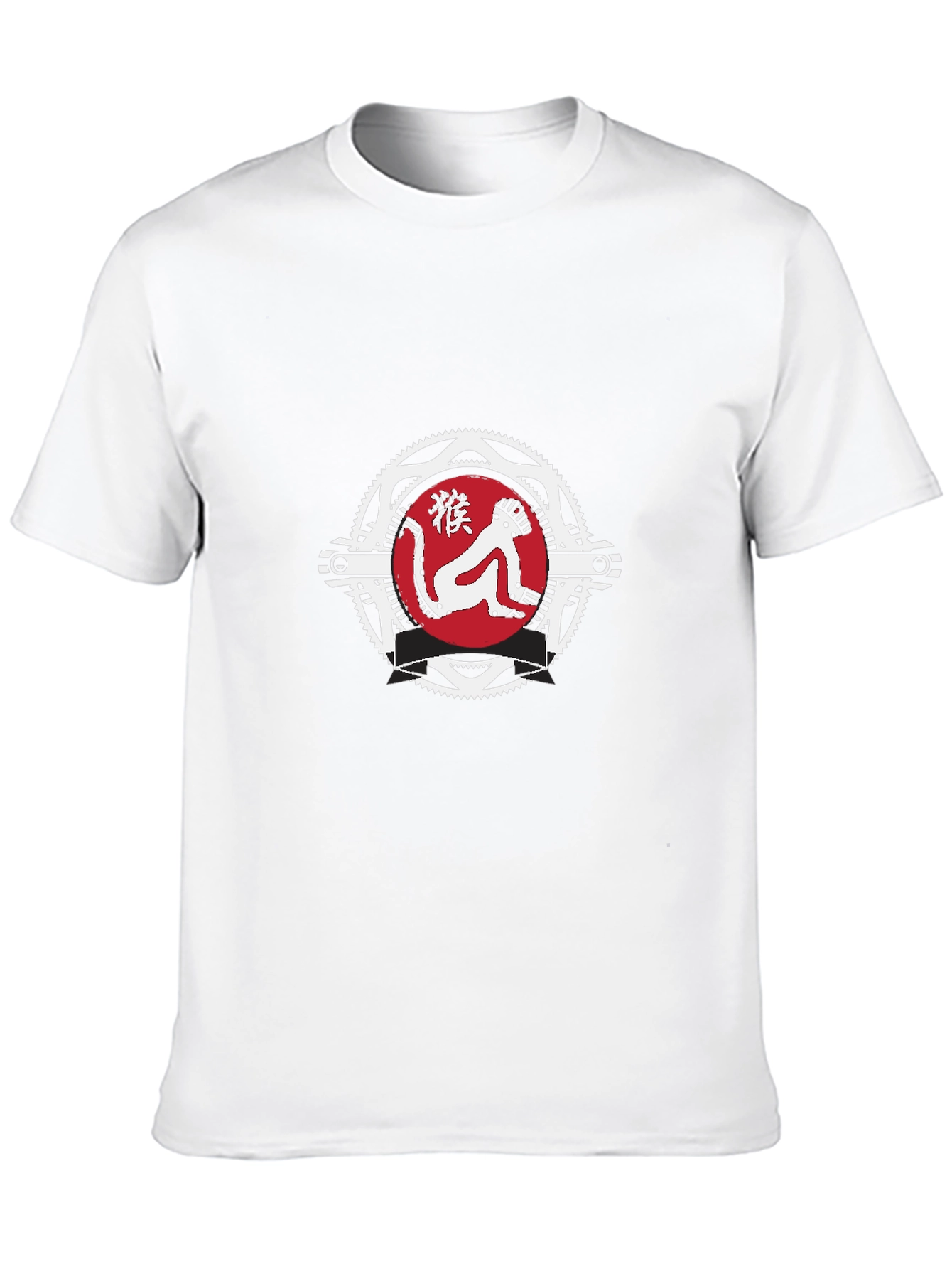 Graphic Tee: Red Monkey Emblem Black T-Shirt
