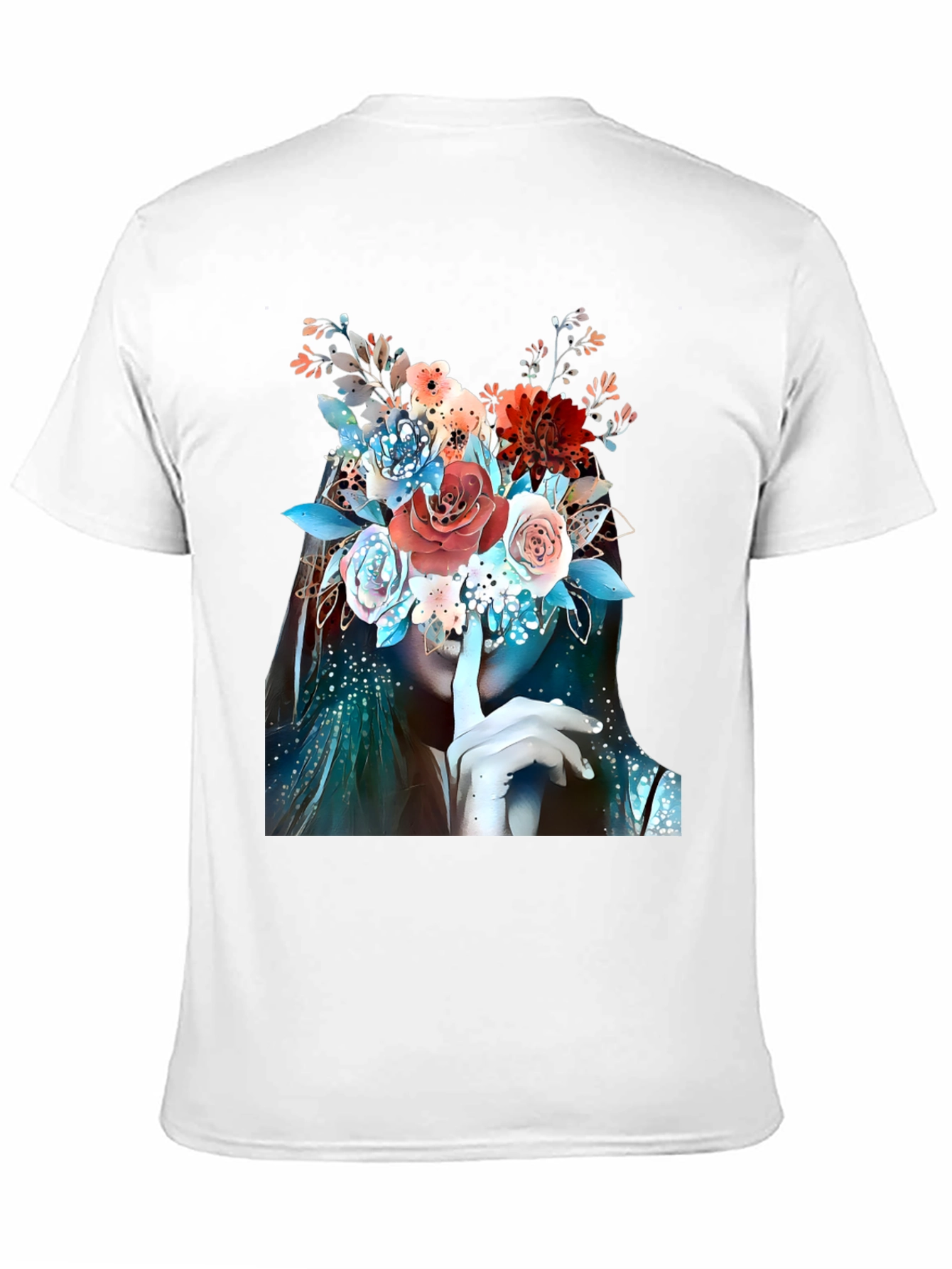 Floral Shhh Graphic T-Shirt - Elegant Artistic Design