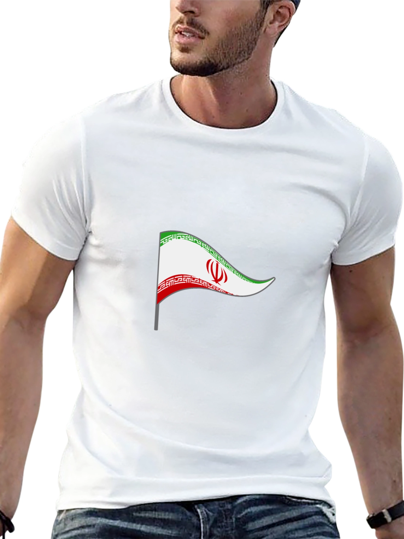 Iran Flag Graphic Tee - Black Cotton T-Shirt