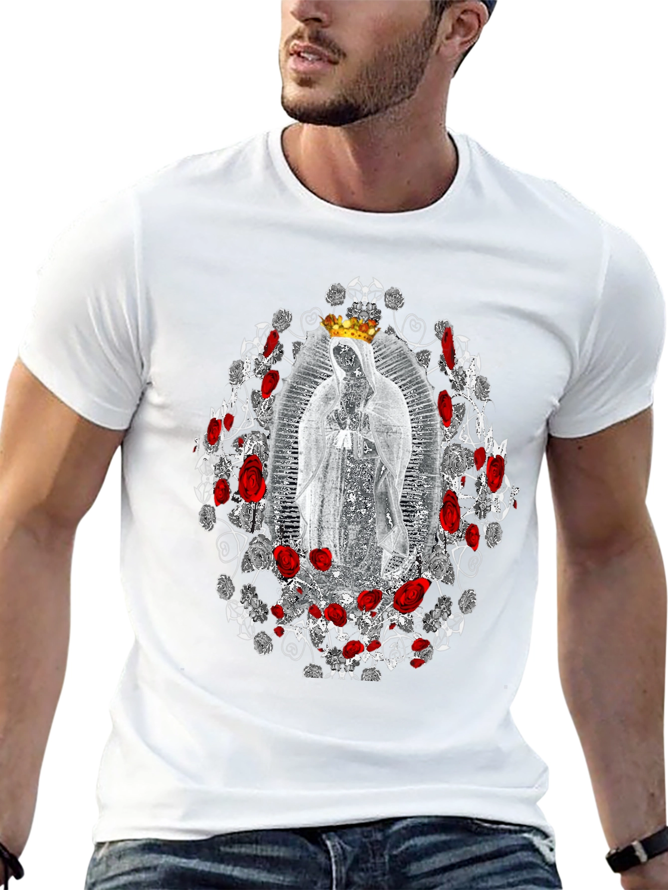 Virgin Mary Rose Crown T-Shirt