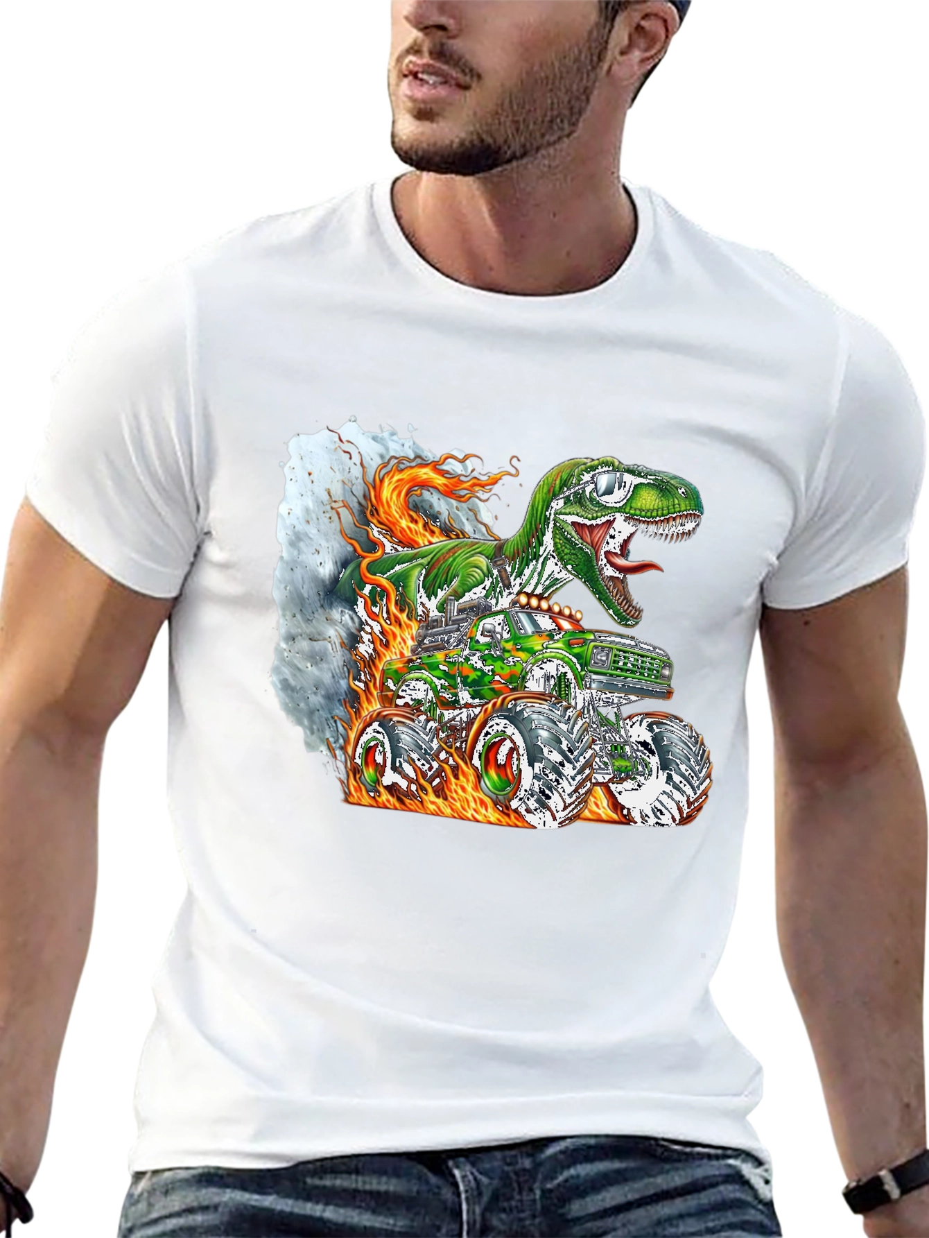 Dino Truck T-Shirt - Cool Graphic Tee