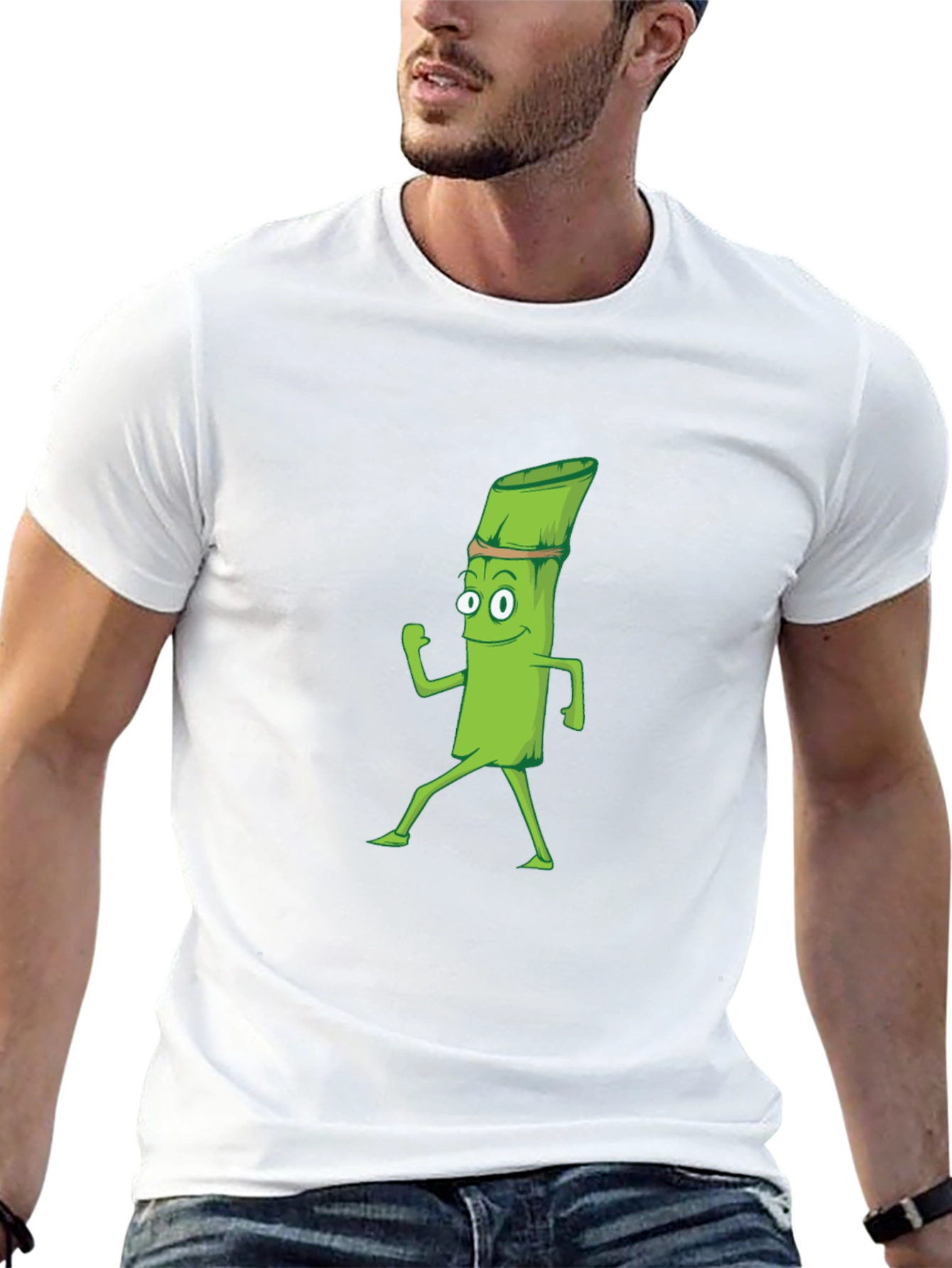 Funny Asparagus Cartoon Black T-Shirt