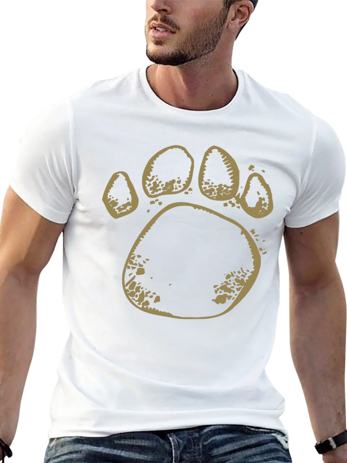 Bear Paw Print Graphic Tee - Black