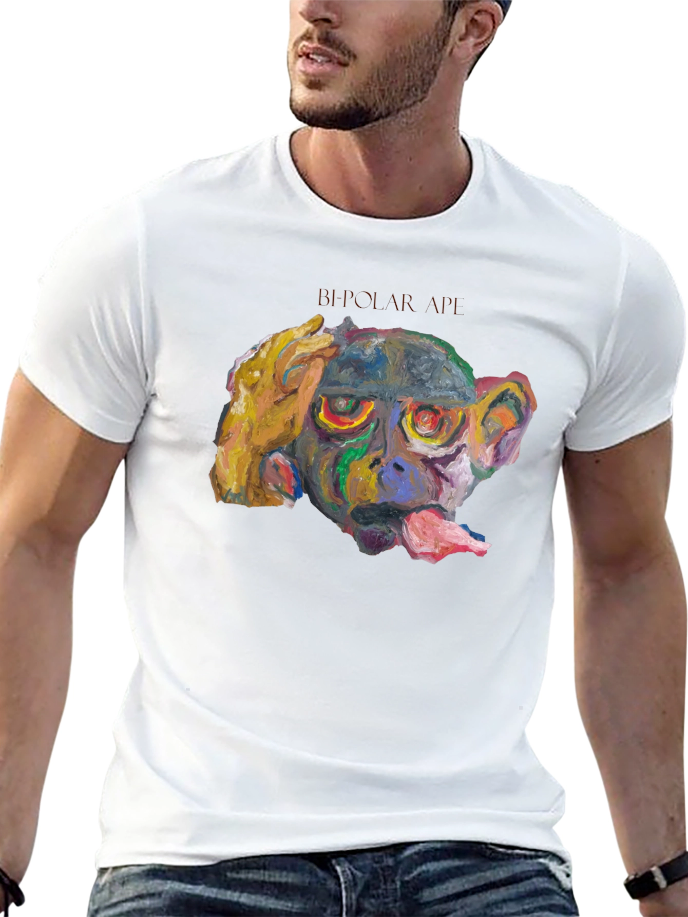 Bipolar Ape Graphic Tee - Unique Artistic Design