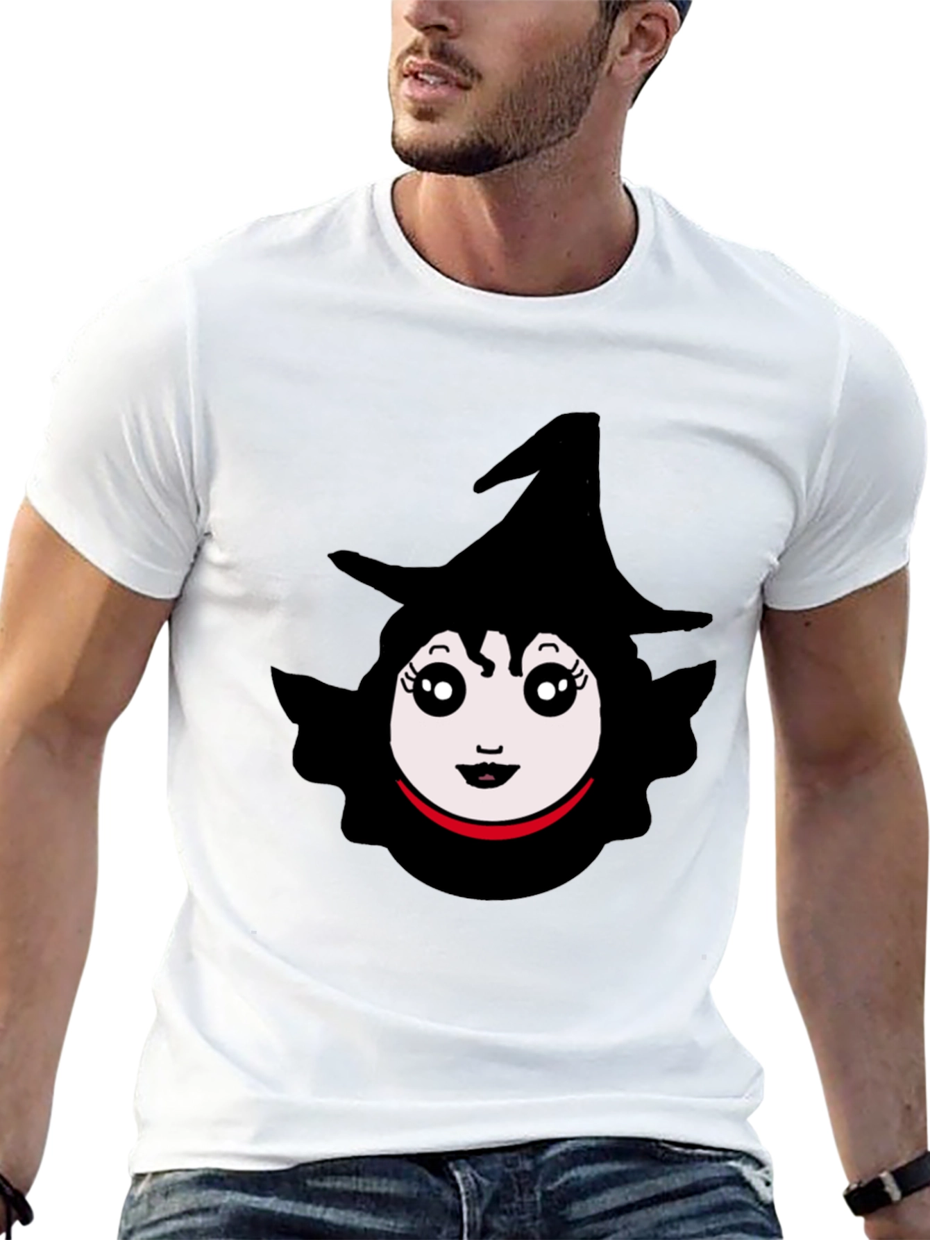 Whimsical Witch Graphic Tee - Black
