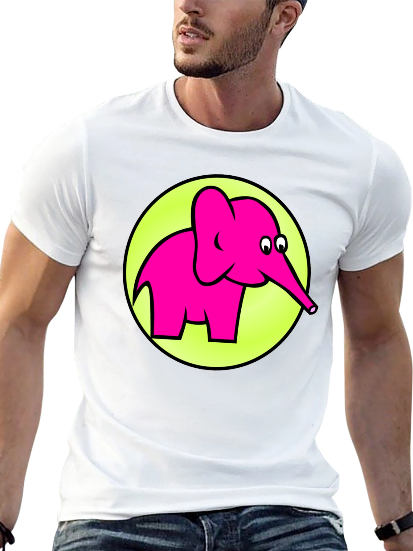 Pink Elephant Graphic T-Shirt - Mens Casual Tee