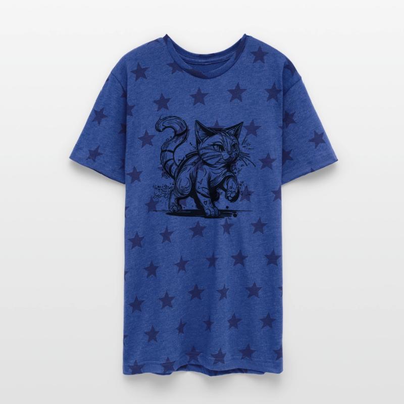 Cute Little Clumsy House Cat In Tattoo Style