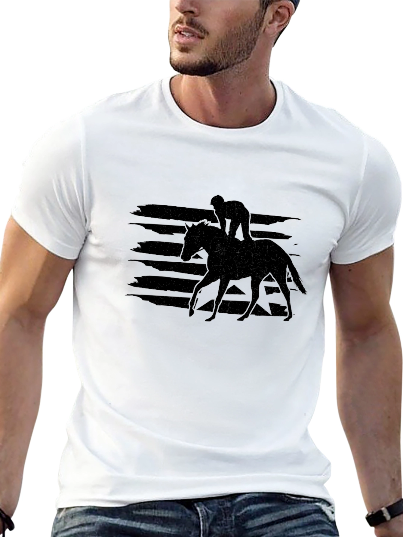 Equestrian Silhouette Graphic Tee - Black