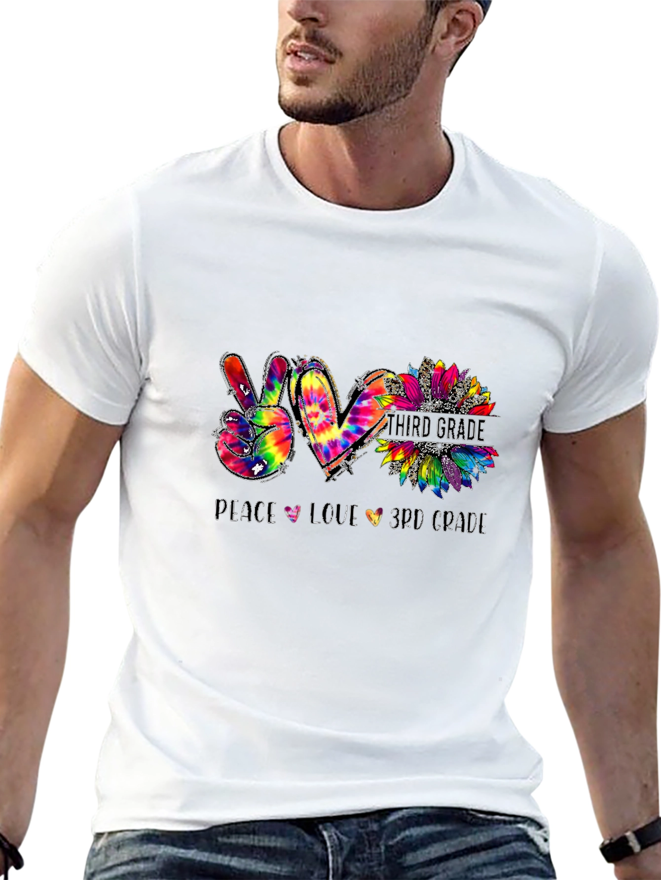 Peace Love 3rd Grade Tie-Dye T-Shirt