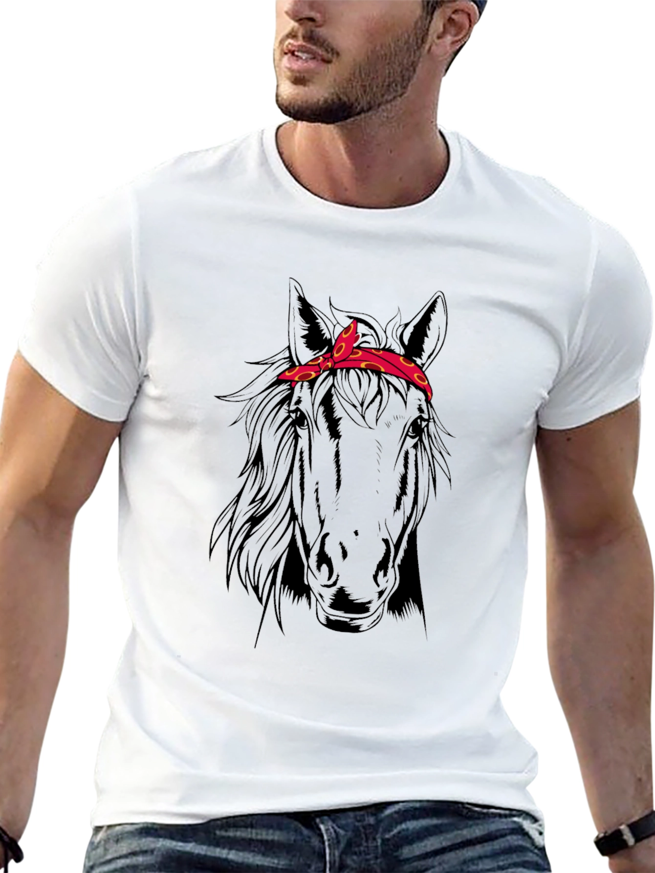Horse Head Bandana T-Shirt - Black