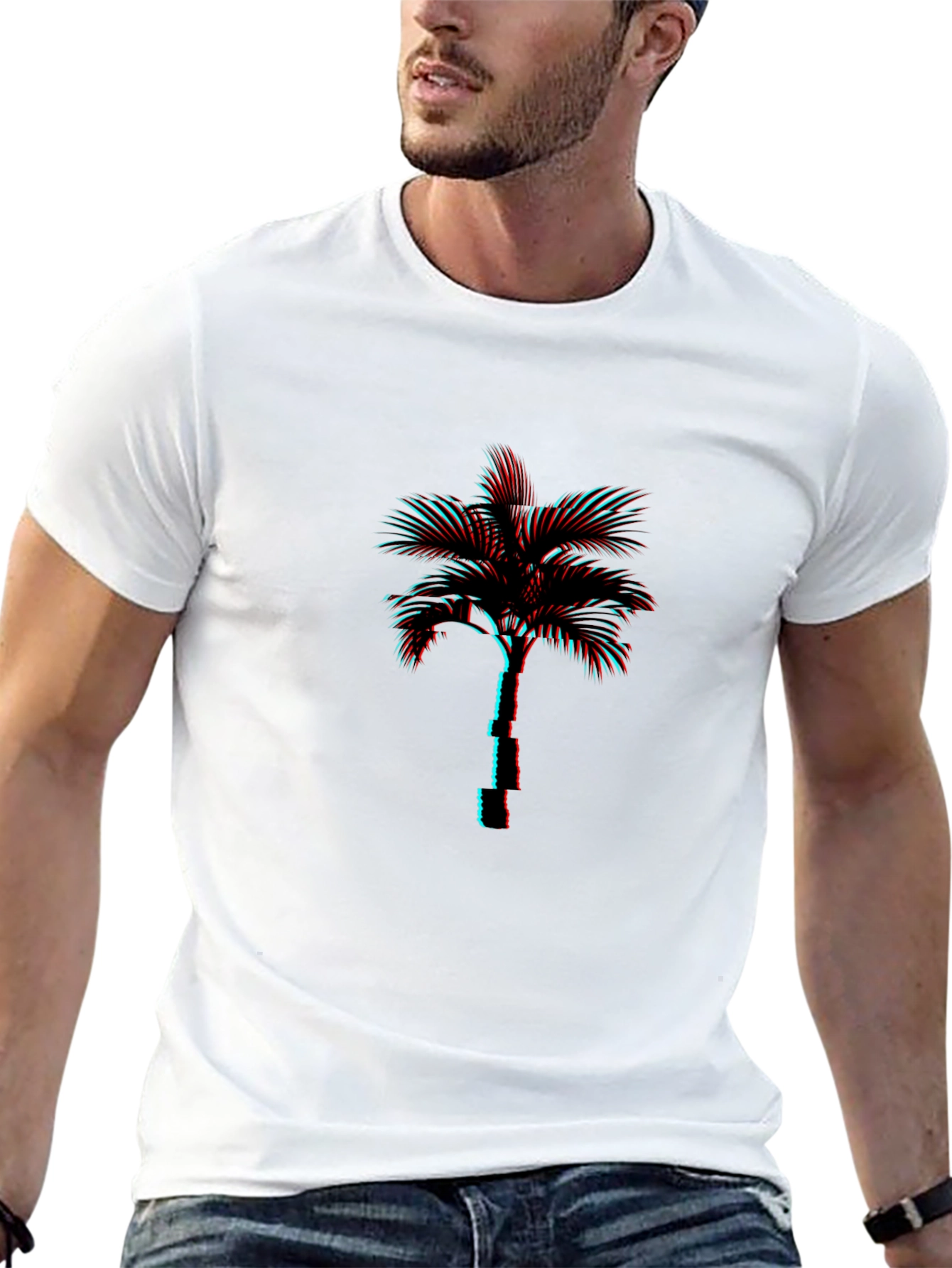 Retro Palm Tree Graphic Tee - Black
