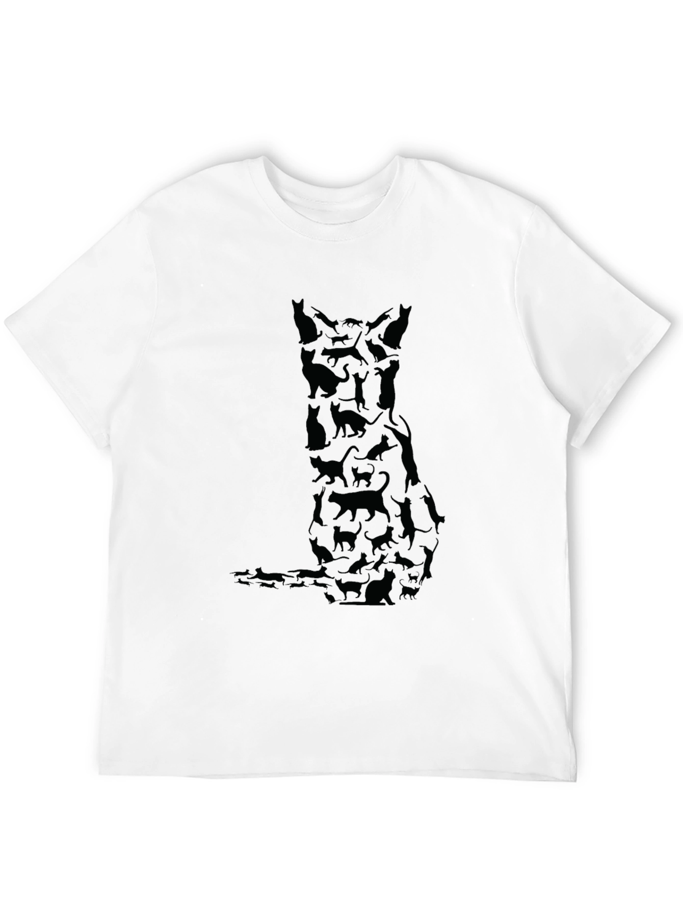Mens Black Cat Silhouette T-Shirt
